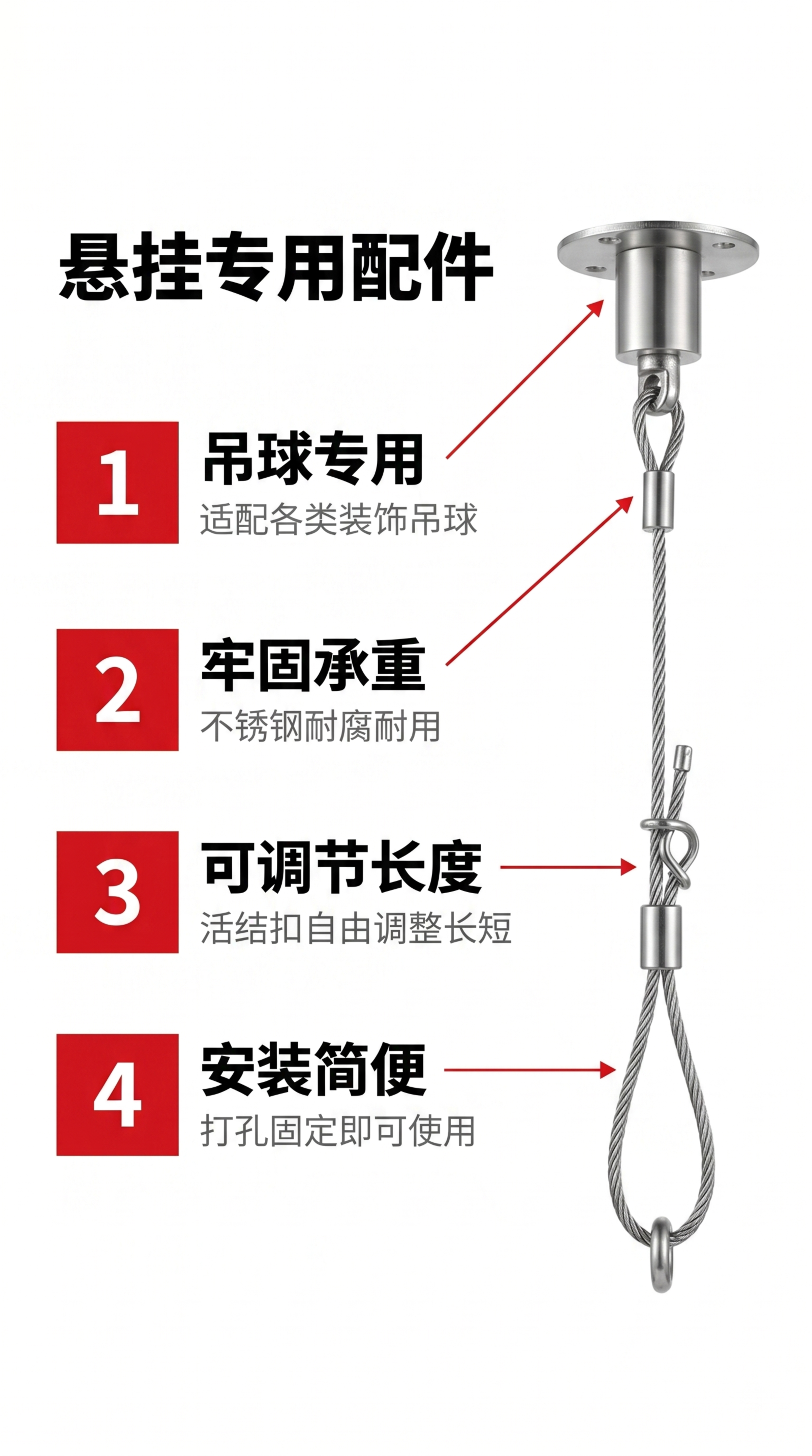 [第2屏] 核心卖点总览-吊球专用悬挂配件四大优势介绍。本屏使… - 图片创意预览