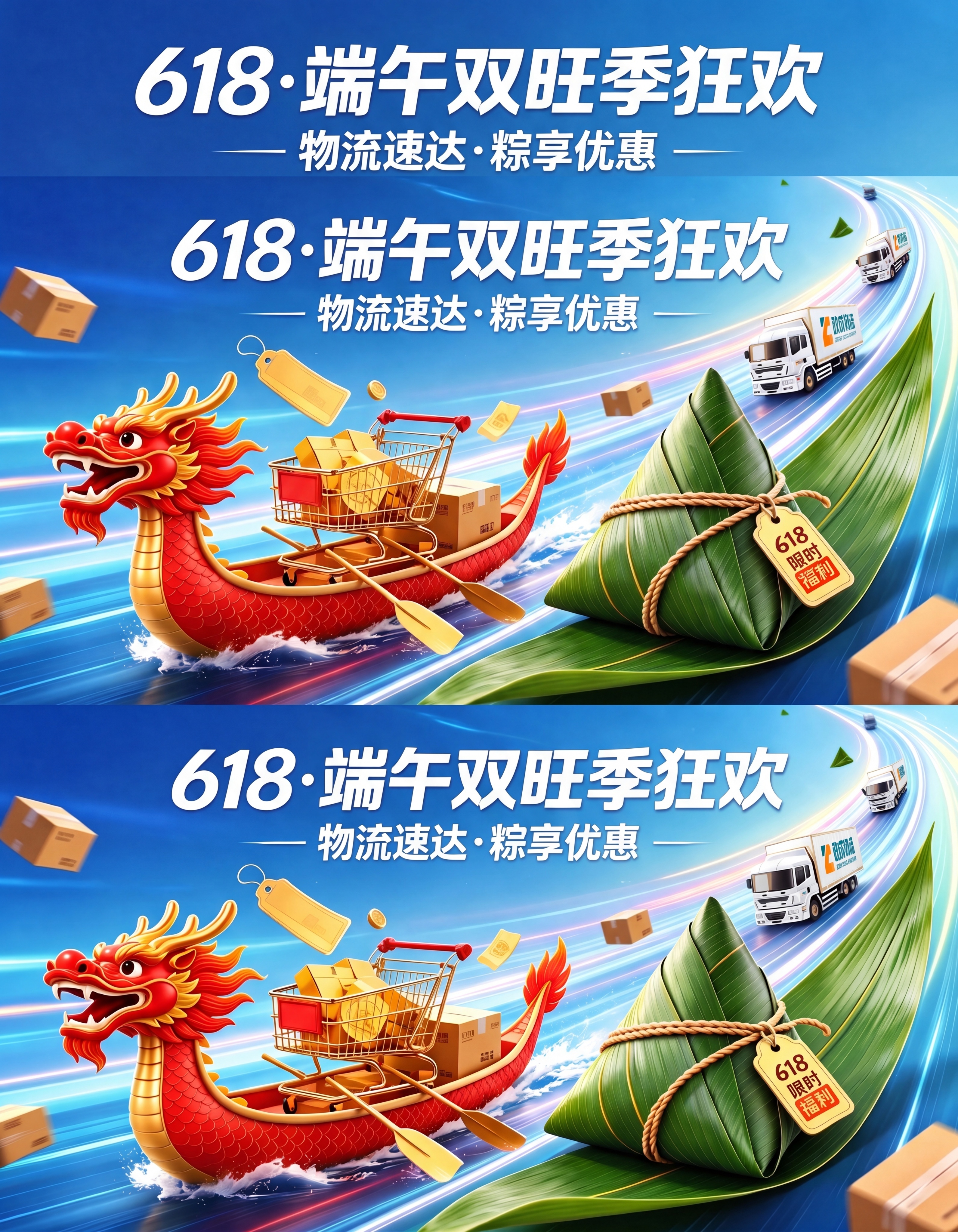 保留原海报所有文字与元素，将图中右上角及后方的两台蓝色货车全部… - 图片创意预览