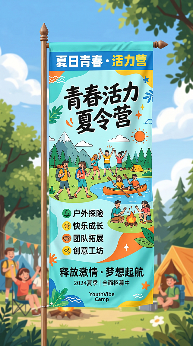 设计夏令营的道旗  简单好看