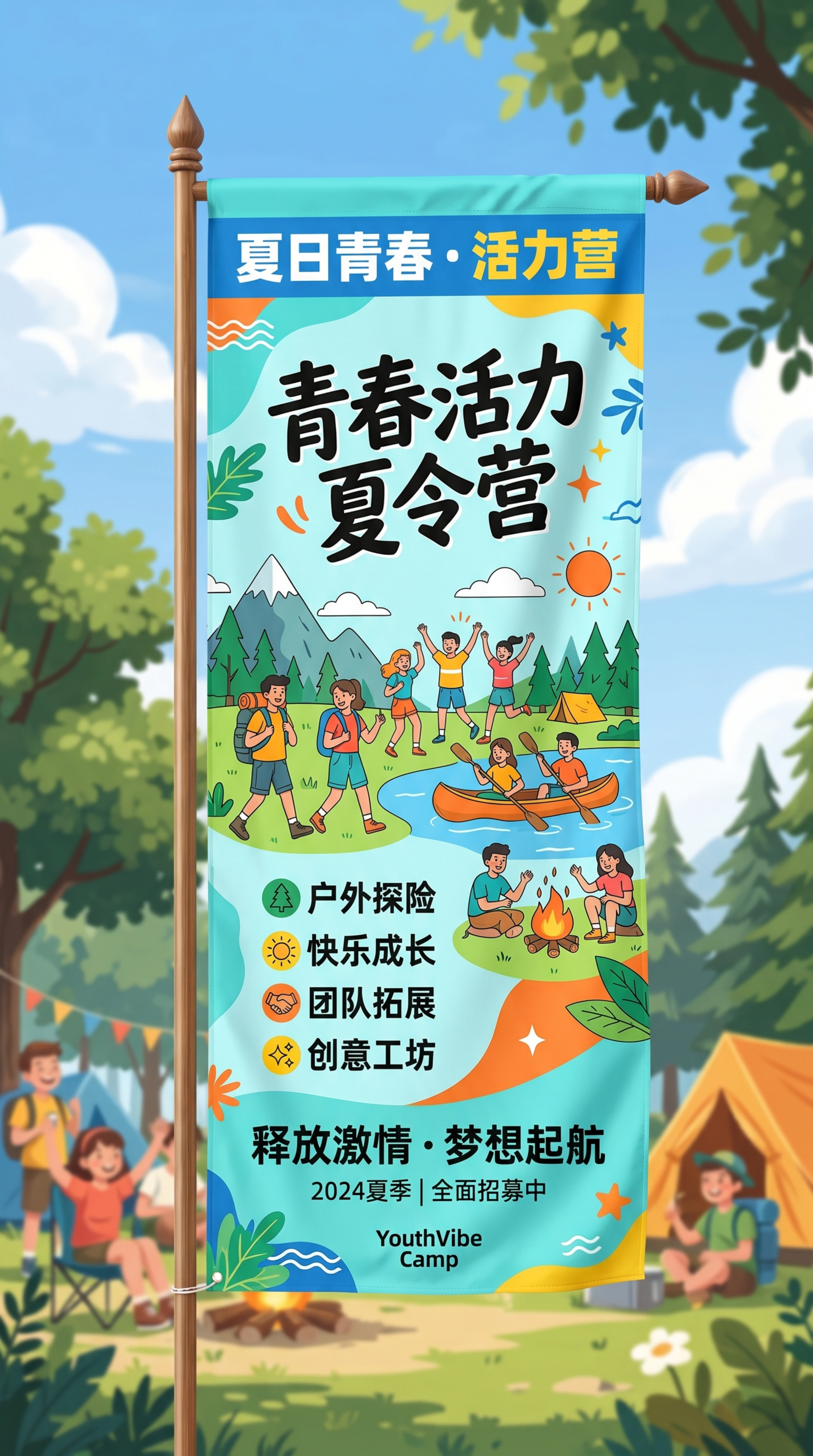 设计夏令营的道旗 简单好看 - 图片创意预览