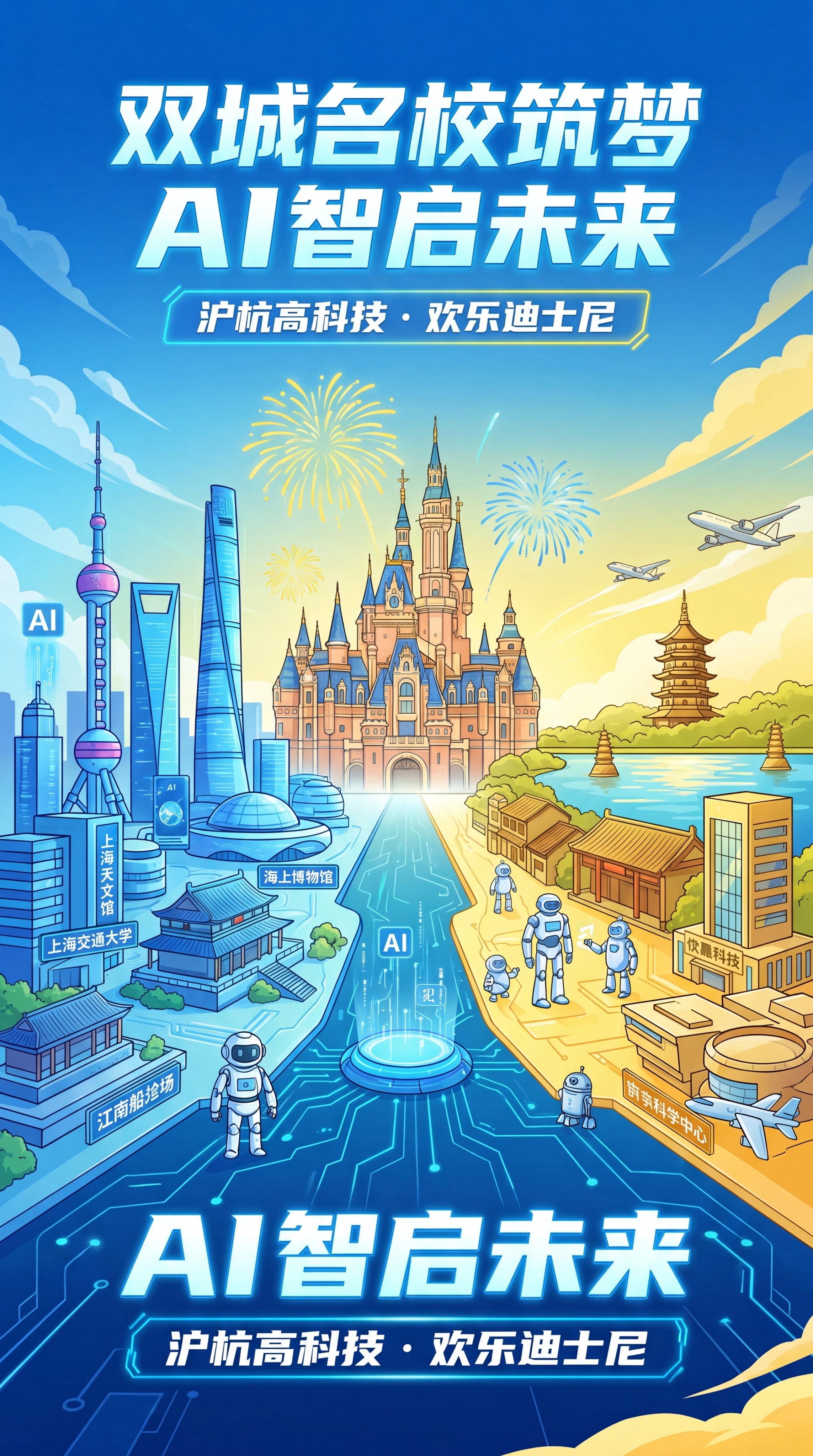 双城名校筑梦 AI 智启未来 沪杭高科技・欢乐迪士尼 东方明珠… - 图片创意预览