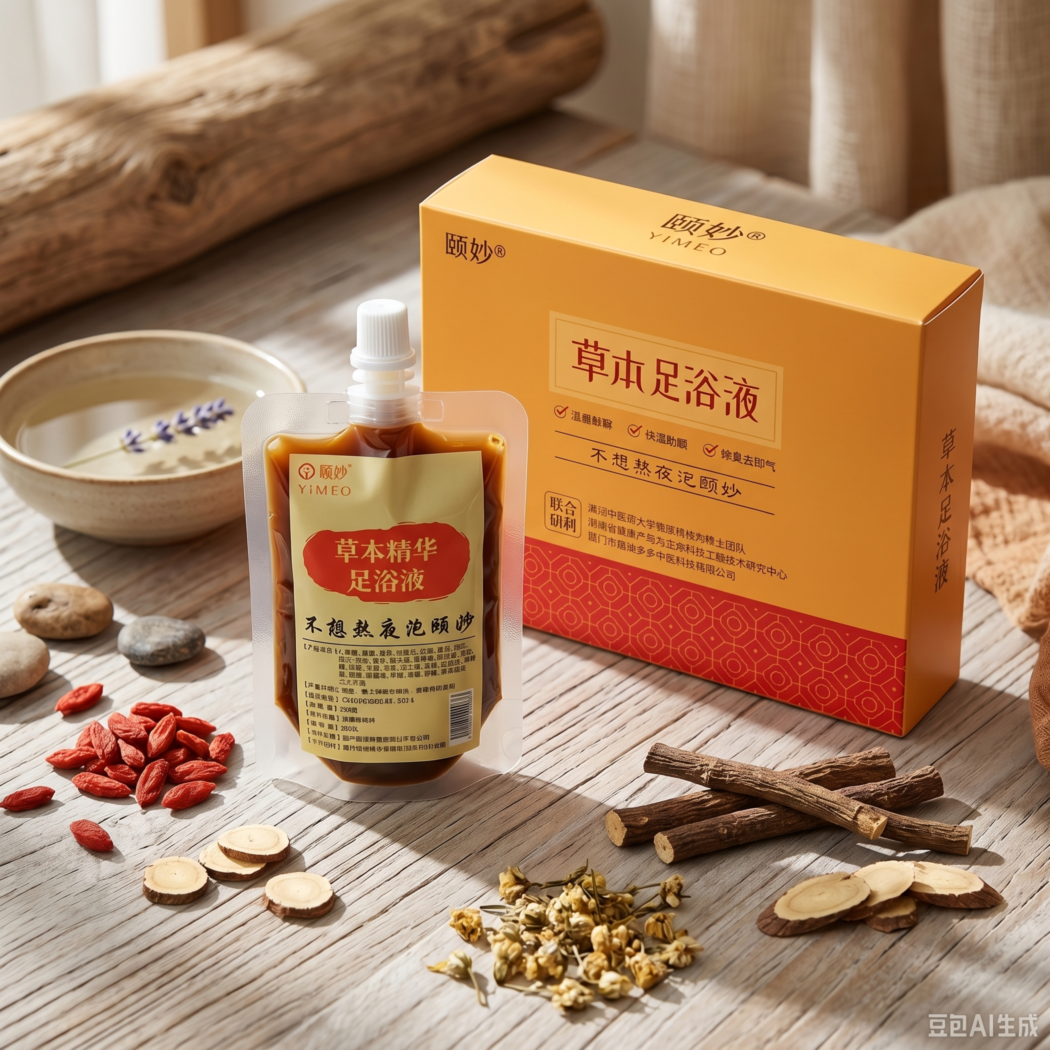 [主图-1] 草本精华足浴液产品首图。氛围风格：高奢高级感自然… - 图片创意预览