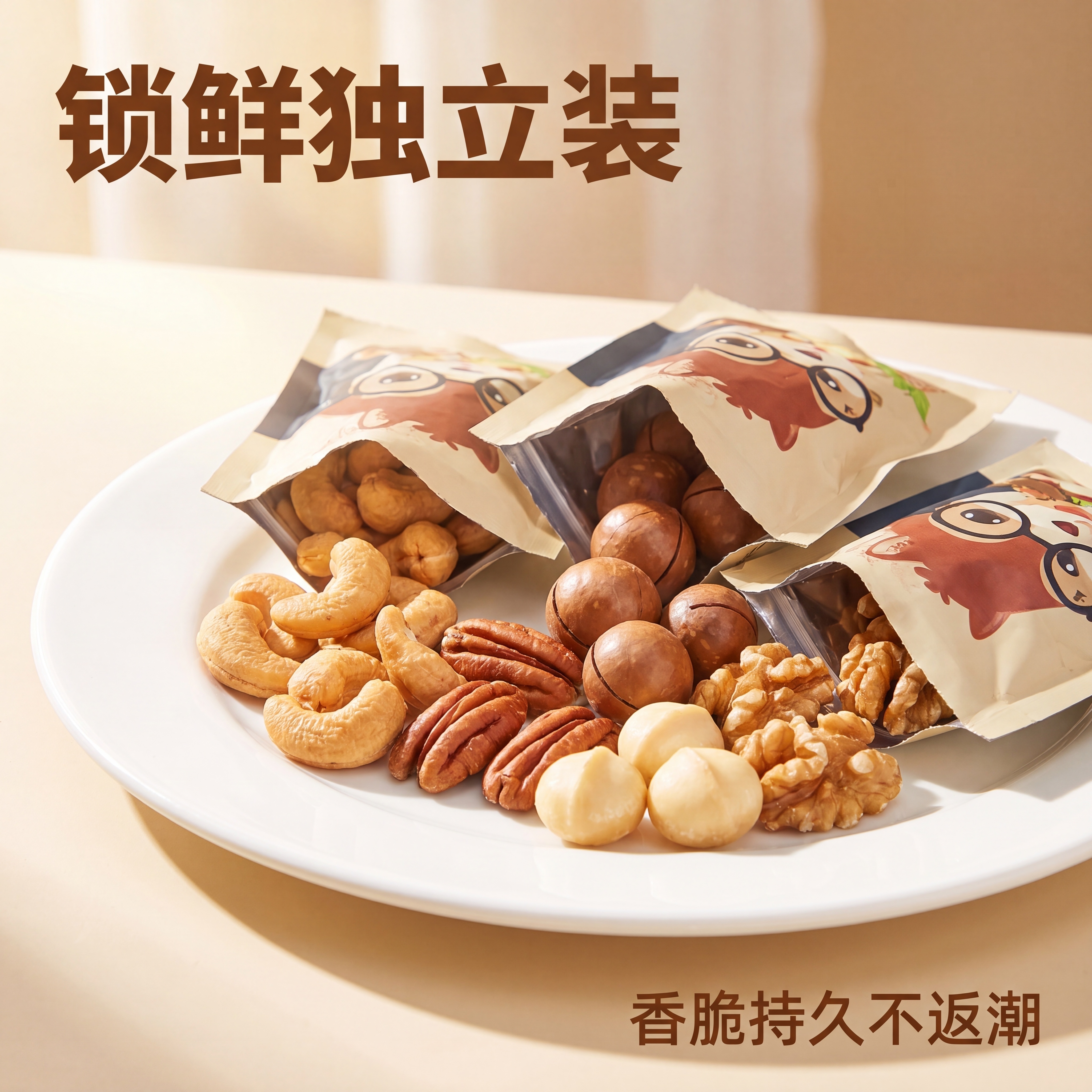[主图-3] 独立锁鲜小包装细节展示。商业摄影质感，自然暖阳逆… - 图片创意预览