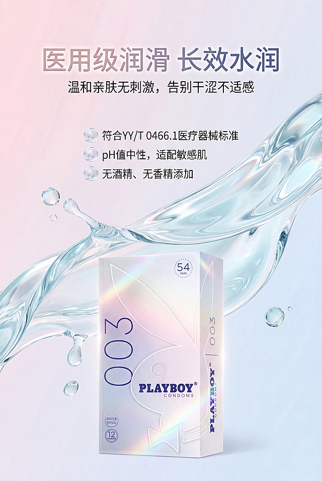 「图片1」请保持详情页连贯性，完成下面几屏的设计：「图片1」第2屏：品牌实力介绍
2:3竖屏，8K超高清画质，简约轻奢通透玻璃风+极简留白风，画面干净高级；严格还原上传的产品图，包括包装设计、颜色、LOGO位置、文字内容、图案元素等所有细节，产品实物比例1:1；字体采用无衬线极简文字+极简描边文字，薄阴影文字光影特效；主标题【百年花花公子 高端私密品牌】，副标题【专注轻奢私密防护，守护亲密美好时刻】；信息布局：画面左上放置品牌经典镂空兔子LOGO，中部摆放产品盒装实拍图，下方搭配品牌简介文案；排版形式：左对齐极简排版+大小层级排版；设计强调：融入细质轻奢肌理元素，极简线条装饰页面，展示品牌全球化定位，区别于普通平价计生用品，凸显中高端品牌调性，整体配色延续粉蓝低饱和渐变
第3屏：核心卖点-003超薄裸感
2:3竖屏，8K超高清画质，简约轻奢全息镭射风，科技感柔光光影；严格还原上传的产品图，包括包装设计、颜色、LOGO位置、文字内容、图案元素等所有细节，产品实物比例1:1；字体采用低饱和渐变文字+超细衬线辅助文字，弥散阴影文字光影特效；主标题【0.03-0.039mm 近乎原生裸感】，副标题【薄至发丝级，告别异物阻隔感】；信息布局：画面中心放置避孕套微距特写+盒装产品，搭配厚度数据可视化对比线条，直观展示超薄优势；排版形式：居中对称排版，核心数据放大加粗突出；设计强调：微距镜头展示套身通透质感，用渐变色块对比普通避孕套与本品厚度，可视化诠释超薄卖点，镭射光影加持提升高级科技感
第4屏：核心卖点-泰国进口原料
2:3竖屏，8K超高清画质，简约轻奢+自然治愈原木质朴风，风格融合协调；严格还原上传的产品图，包括包装设计、颜色、LOGO位置、文字内容、图案元素等所有细节，产品实物比例1:1；字体采用无衬线极简文字+极简描边文字，薄阴影文字光影特效；主标题【泰国直采 优质天然橡胶】，副标题【高弹柔韧材质，安全不易破损】；信息布局：背景搭配简约泰国橡胶树林剪影，右侧摆放产品实物，左侧标注原料产地、材质优势文案；排版形式：分栏模块化排版；设计强调：实景元素与极简UI结合，直白展示原料产地优势，特写展示橡胶材质高弹拉伸特性，凸显材质柔韧、亲肤、安全三大亮点
第5屏：核心卖点-医用级润滑剂
2:3竖屏，8K超高清画质，简约轻奢通透玻璃风，水润柔光质感；严格还原上传的产品图，包括包装设计、颜色、LOGO位置、文字内容、图案元素等所有细节，产品实物比例1:1；字体采用低饱和渐变标题文字，内发光文字光影特效；主标题【医用级润滑 长效水润】，副标题【温和亲肤无刺激，告别干涩不适感】；信息布局：画面底部放置产品盒装，中部搭配水润流体特效，辅助标注润滑液等级、适配肌肤人群；排版形式：居中对称排版+疏密对比排版；设计强调：液态流体元素烘托水润属性，玻璃通透质感展示润滑液纯净度，着重强调医用级安全标准，适配敏感肌人群
第6屏：核心卖点-淡雅茉莉香型
2:3竖屏，8K超高清画质，简约轻奢+甜美治愈风，柔和低饱和配色；严格还原上传的产品图，包括包装设计、颜色、LOGO位置、文字内容、图案元素等所有细节，产品实物比例1:1；字体采用纤细手写辅助文字+无衬线主标题，薄阴影文字光影特效；主标题【清雅茉莉香 无色更纯净】，副标题【天然淡香去异味，无添加人工色素】；信息布局：画面点缀极简茉莉花线条纹样，中心摆放产品，拆分讲解香型、无色套体两大优势；排版形式：环绕式排版；设计强调：淡雅花艺元素点缀页面，区别于浓烈工业香精味，突出茉莉花清香、无色无色素、温和纯净的差异化卖点，氛围浪漫温柔
第7屏：核心卖点-光面平行器型
2:3竖屏，8K超高清画质，简约轻奢极简几何风，线条简约高级；严格还原上传的产品图，包括包装设计、颜色、LOGO位置、文字内容、图案元素等所有细节，产品实物比例1:1；字体采用无衬线极简文字+极简描边文字，立体浮雕文字光影特效；主标题【光面平行器型 顺滑无阻碍】，副标题【专属平行设计，全方位贴合肌肤】；信息布局：产品实拍图+器型结构解析线稿图，直观拆解光面平行结构设计；排版形式：居中对称排版；设计强调：极简几何线稿解析器型原理，多角度展示套身光面细节，诠释顺滑易佩戴、无异物阻隔、适配多种场景的产品优势
第8屏：核心卖点-52mm黄金阔度
2:3竖屏，8K超高清画质，简约轻奢全息镭射风；严格还原上传的产品图，包括包装设计、颜色、LOGO位置、文字内容、图案元素等所有细节，产品实物比例1:1；字体采用低饱和渐变放大数字标题，弥散阴影文字光影特效；主标题【52mm亚洲黄金阔度】，副标题【科学尺寸，适配绝大多数亚洲男性】；信息布局：画面中心展示避孕套尺寸标注实拍图，搭配尺寸适配人群示意图，区分偏大/偏小/黄金尺寸；排版形式：大小层级排版+居中对称排版；设计强调：数据可视化标注52mm阔度、总长180mm核心尺寸，对比劣质尺寸产品痛点，突出本品不紧绷、不脱落、贴合舒适的优势
第9屏：安全质检保障
2:3竖屏，8K超高清画质，简约轻奢商务极简风，稳重高级；严格还原上传的产品图，包括包装设计、颜色、LOGO位置、文字内容、图案元素等所有细节，产品实物比例1:1；字体采用超细衬线文字+无衬线极简文字，薄阴影文字光影特效；主标题【多重严苛质检 安全双重保障】，副标题【符合国标GB/T7544&ISO4074国际标准】；信息布局：产品实物置于画面下方，上方陈列质检认证标识、电子全检流程简介；排版形式：左对齐极简排版；设计强调：极简商务风页面布局，展示双重质检标准、全电子检测工艺，打消用户安全顾虑，凸显产品合规、无菌、安全的核心优势