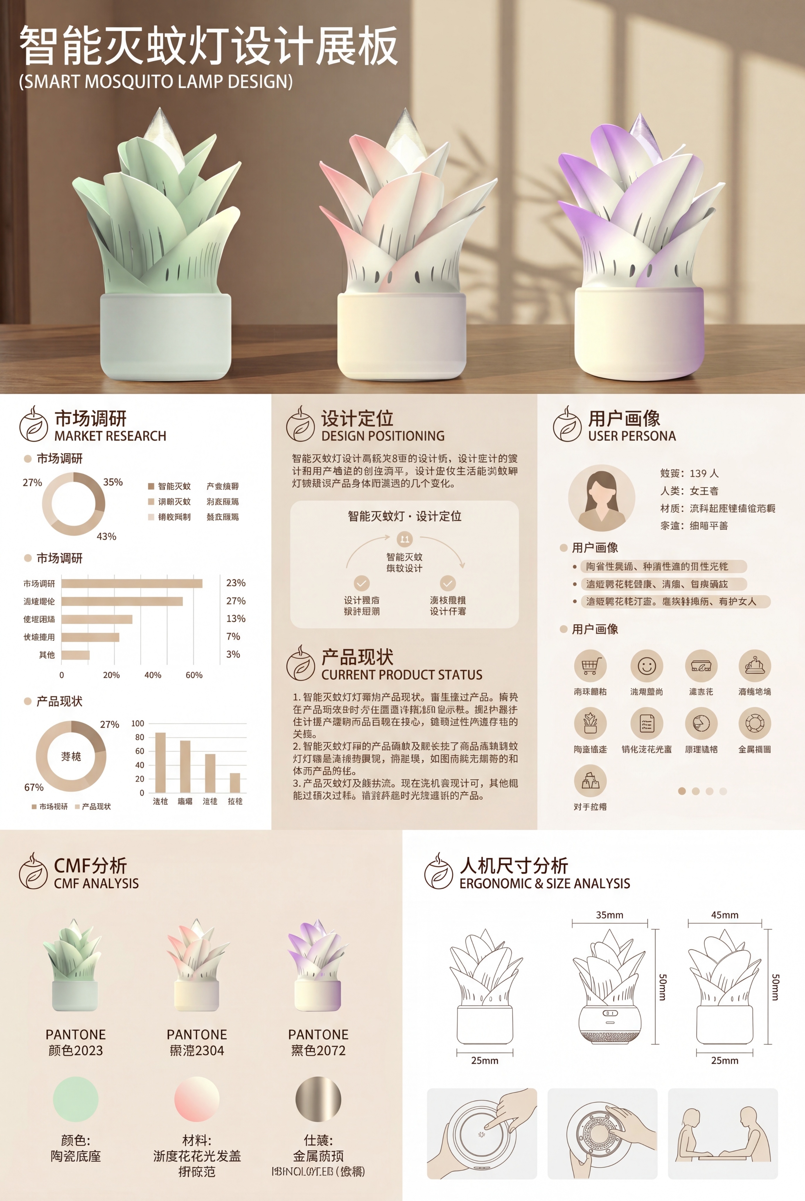 参考第四张模板版式，制作A3尺寸的智能灭蚊灯设计展板，排版分为… - 图片创意预览