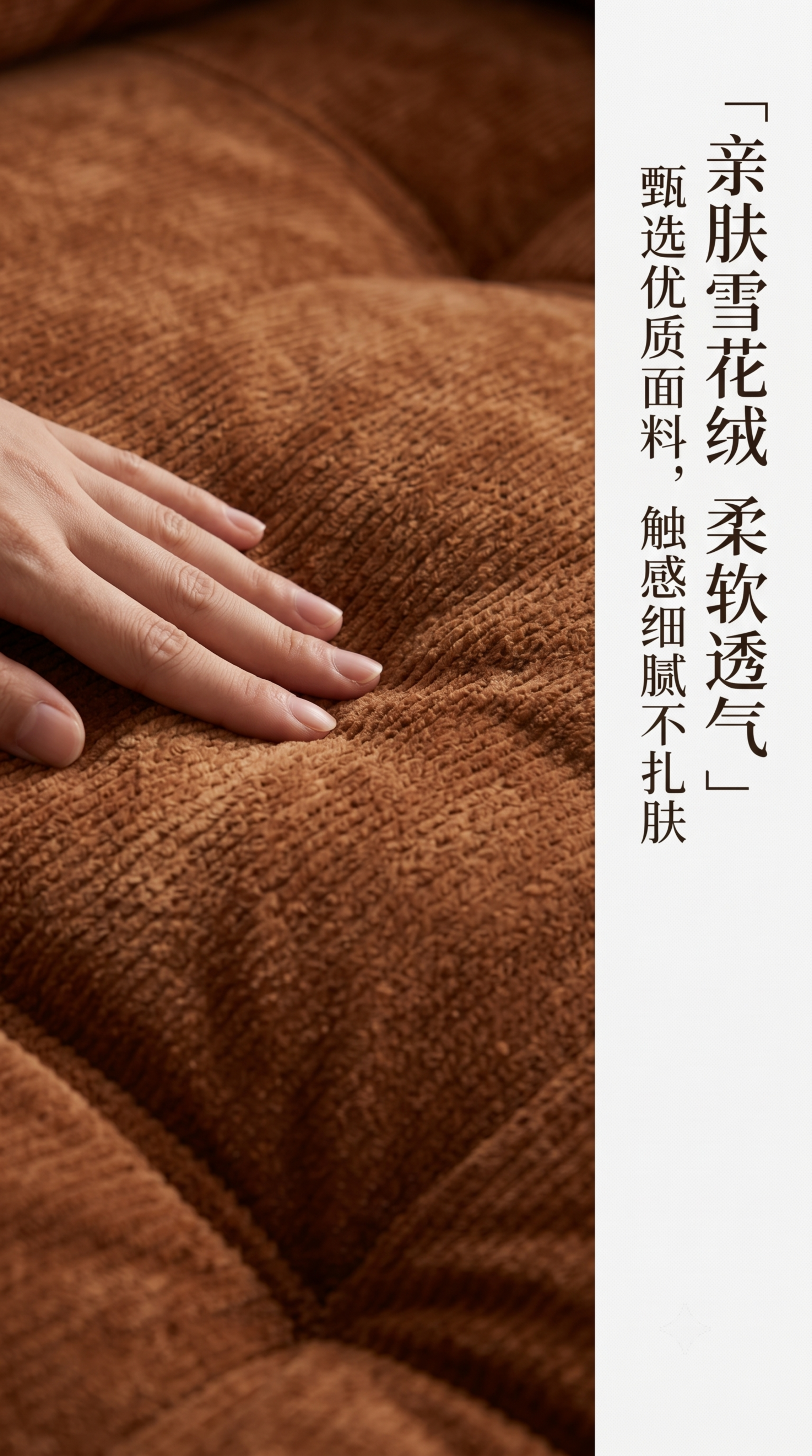 [第3屏] 面料细节展示，优质雪花绒布面料。本屏使用【图1】局… - 图片创意预览