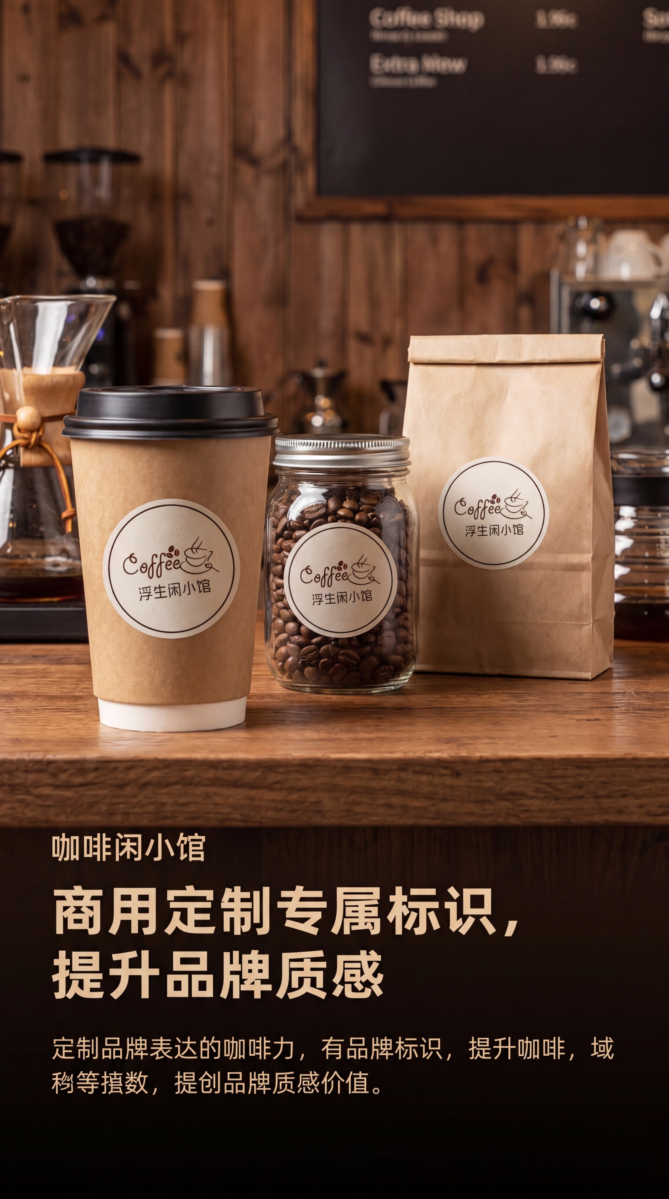 淘宝天猫商品详情页第五屏，展示咖啡商业品牌定制效果，参考提供的… - 图片创意预览