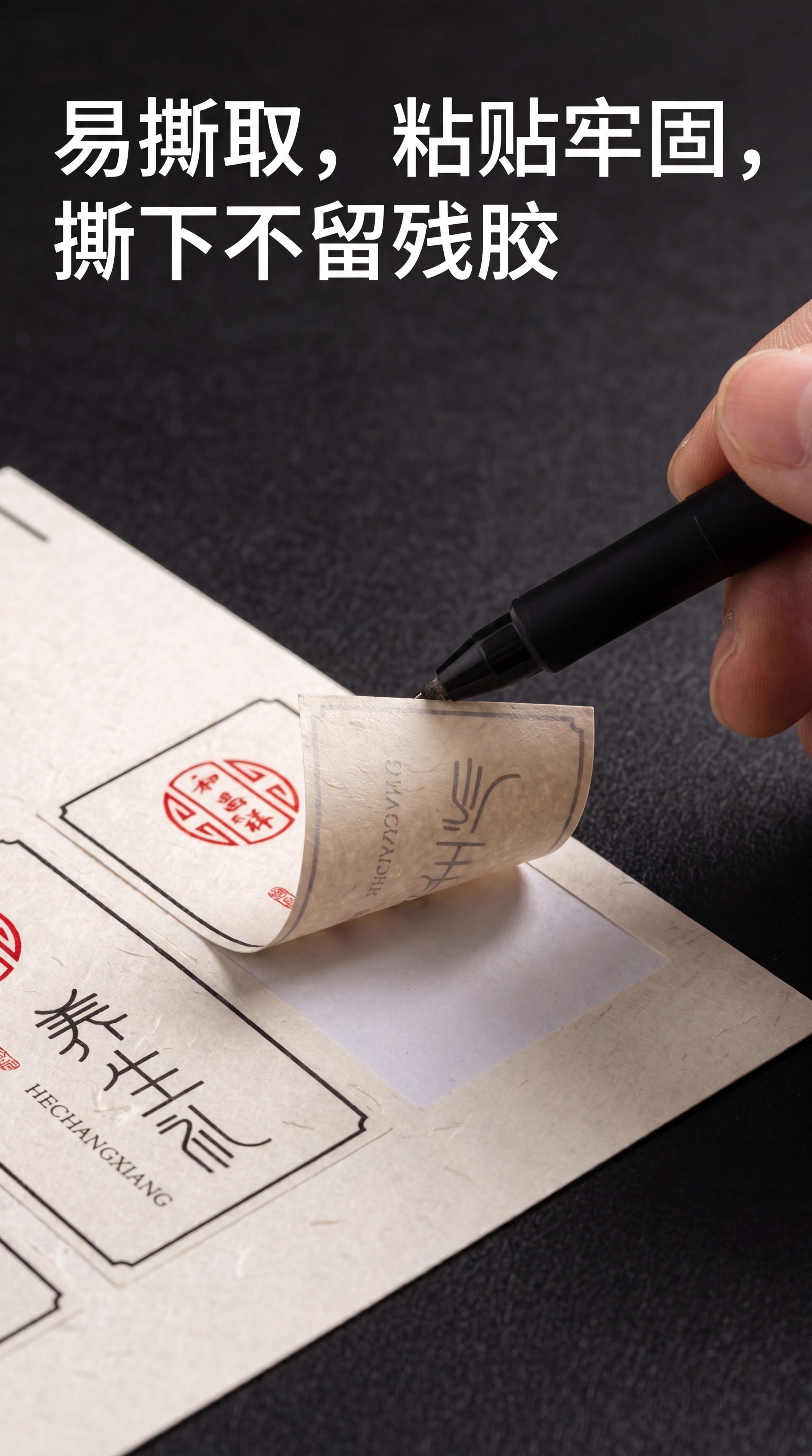 淘宝天猫商品详情页第七屏，展示产品易撕不留胶特点，文案：易撕取… - 图片创意预览