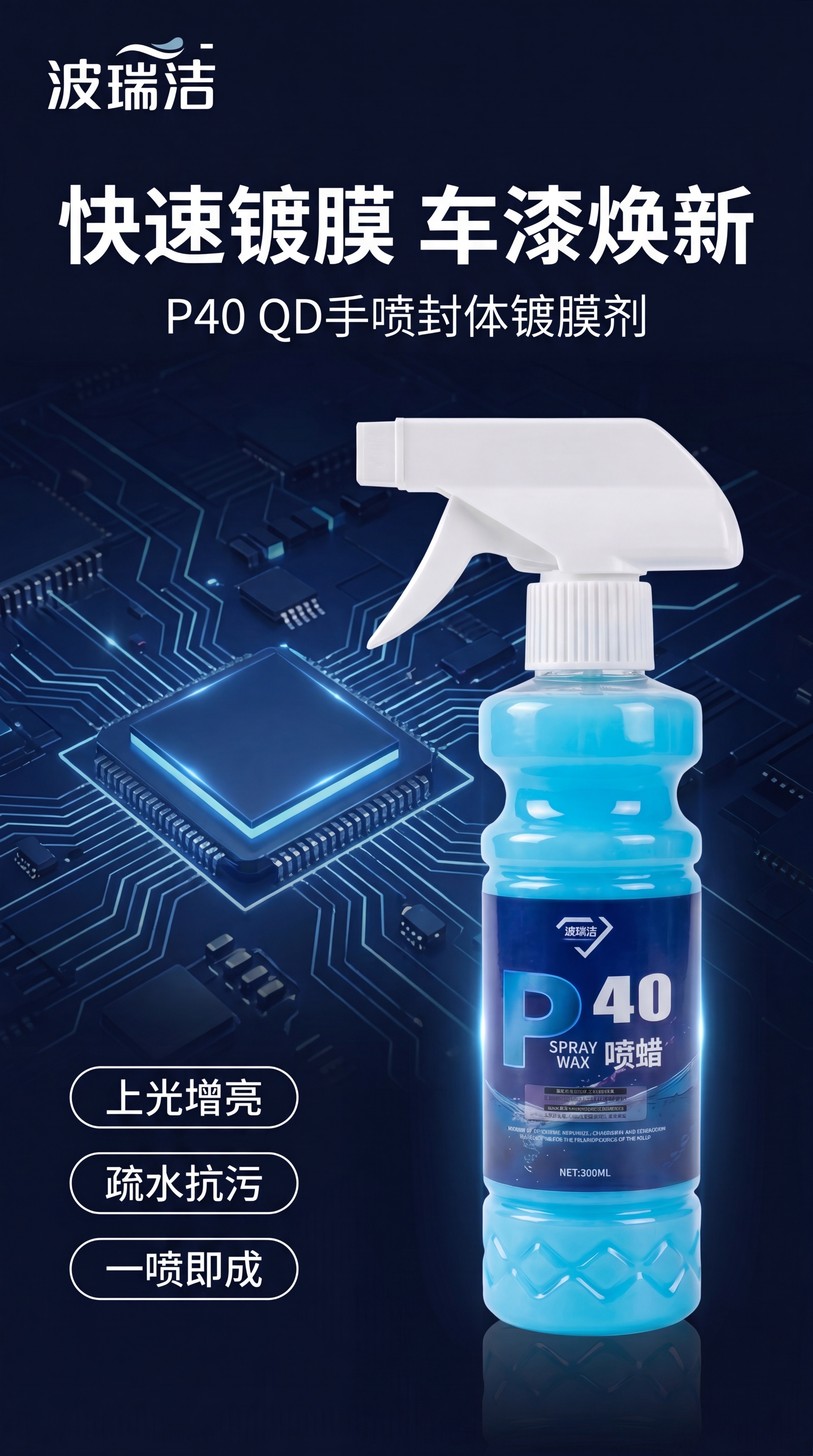 [第1屏] 详情页头图，波瑞洁P40封体QD手喷镀膜剂汽车养护… - 图片创意预览