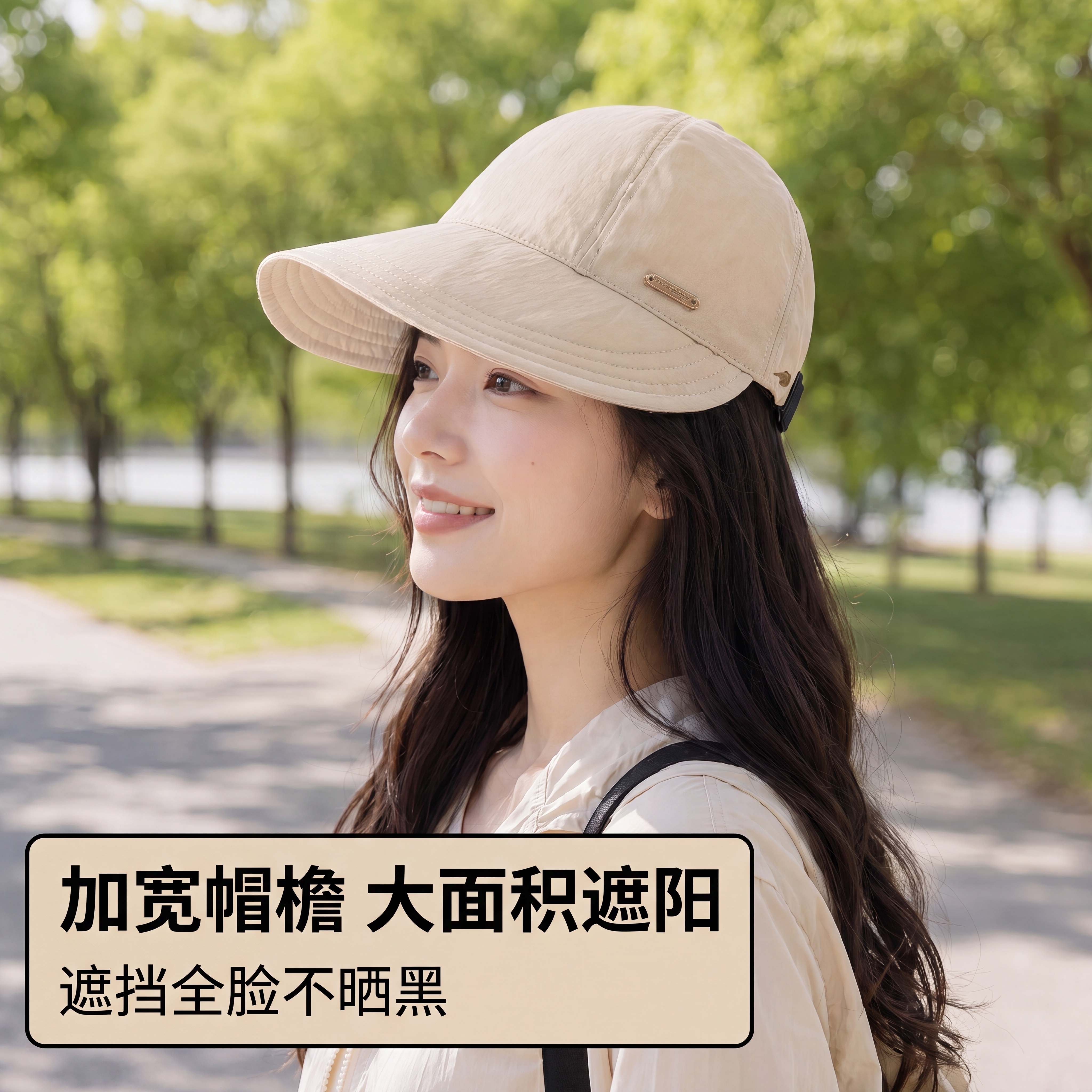 [主图-2] 宽檐遮阳棒球帽45度侧面上头展示图 [氛围风格]… - 图片创意预览