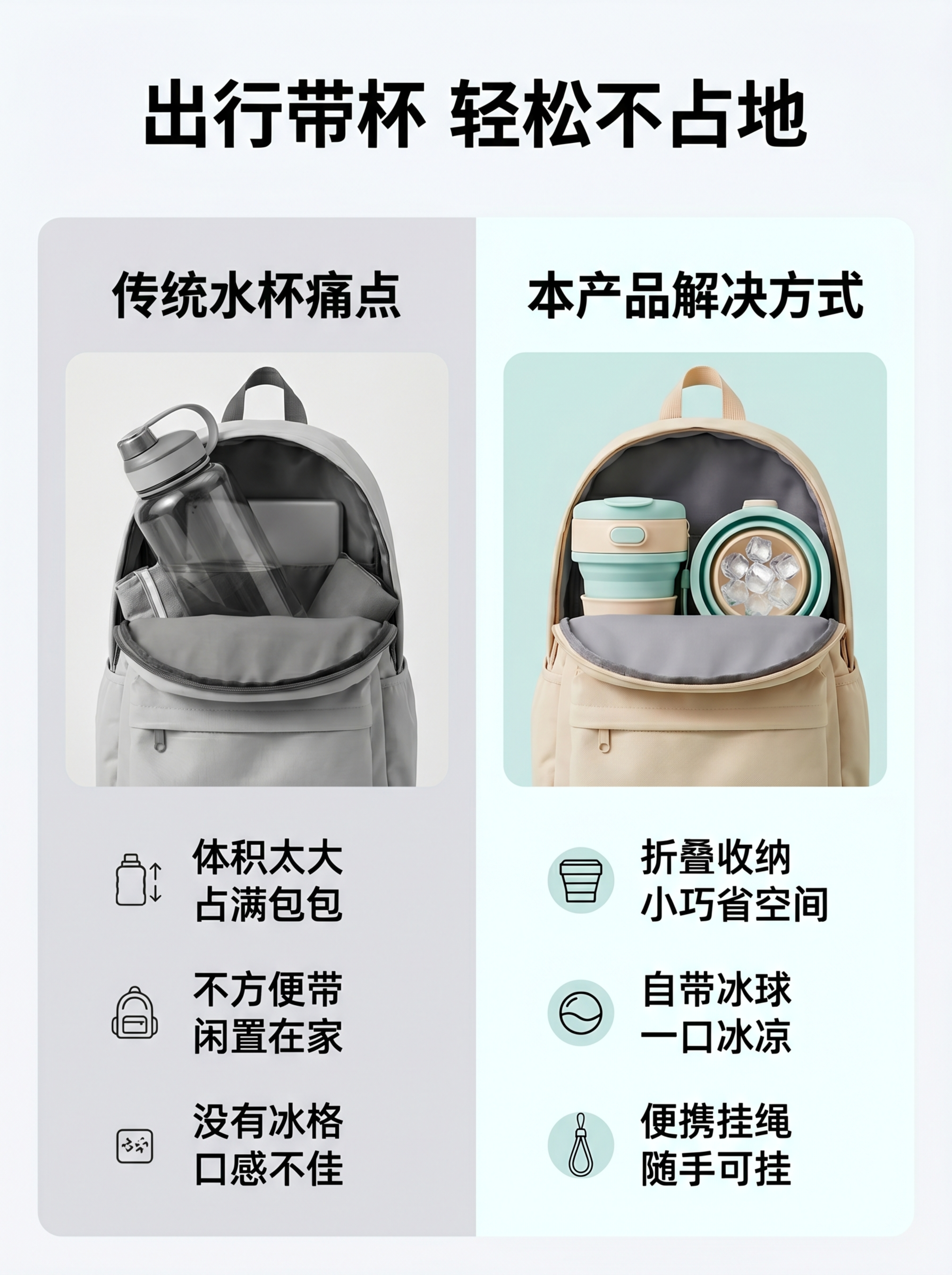 [第2屏] 痛点对比页-传统水杯痛点vs本产品解决方式。 [氛… - 图片创意预览
