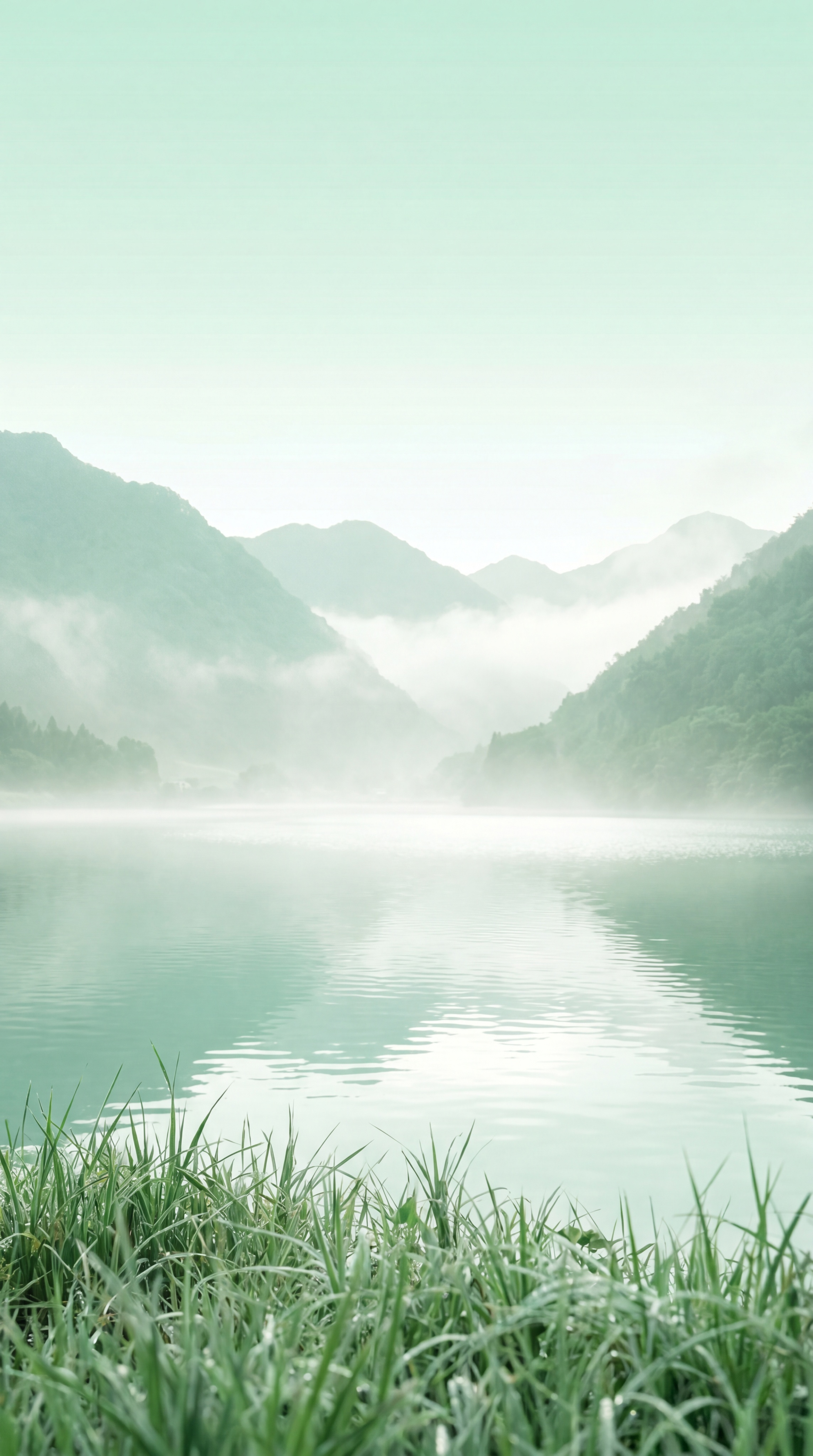 9:16手机锁屏壁纸，8K超清，细腻青山绿水湖泊，山间薄雾清晨… - 图片创意预览