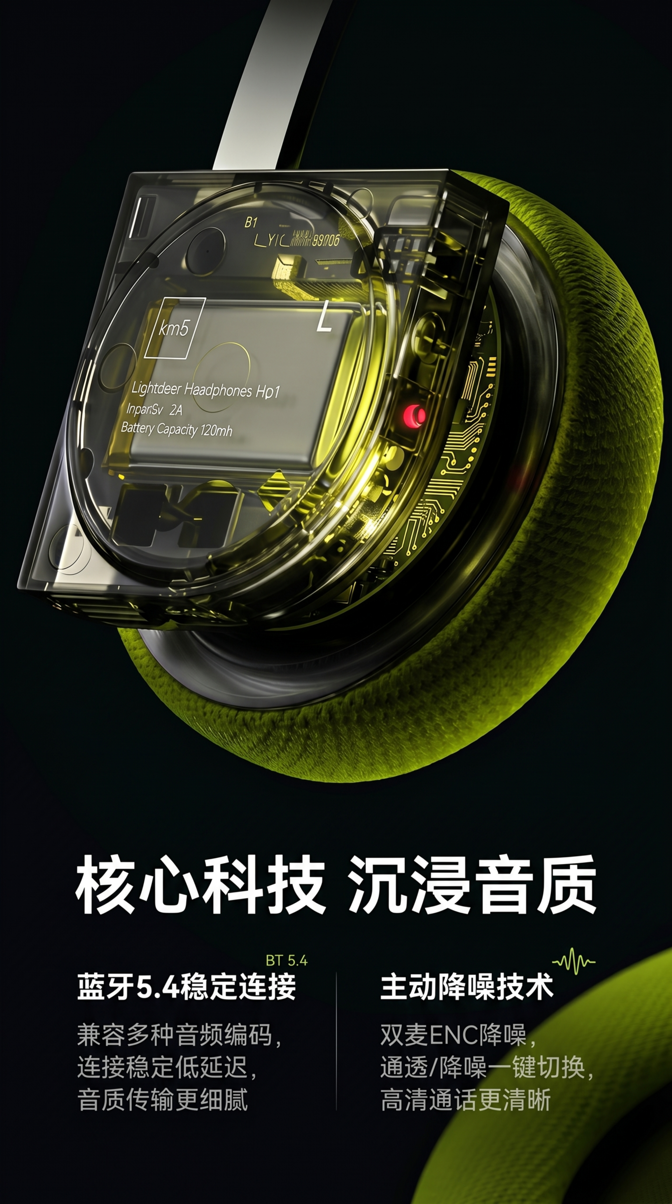 [第4屏] 核心技术解析-HP1蓝牙5.4与主动降噪技术原理。… - 图片创意预览