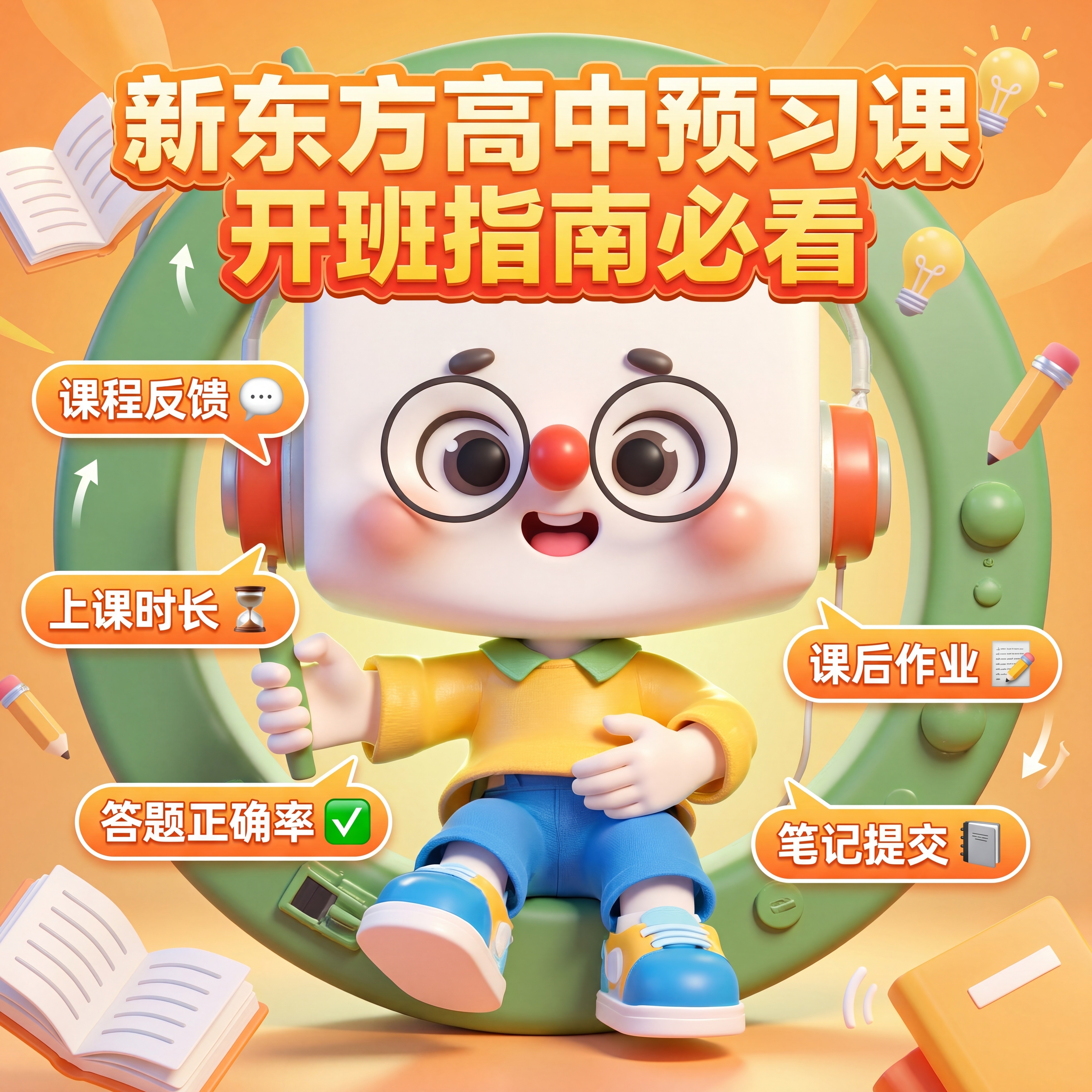 在原图片基础上，添加文字信息：标题是“新东方高中预习课 开班指… - 图片创意预览