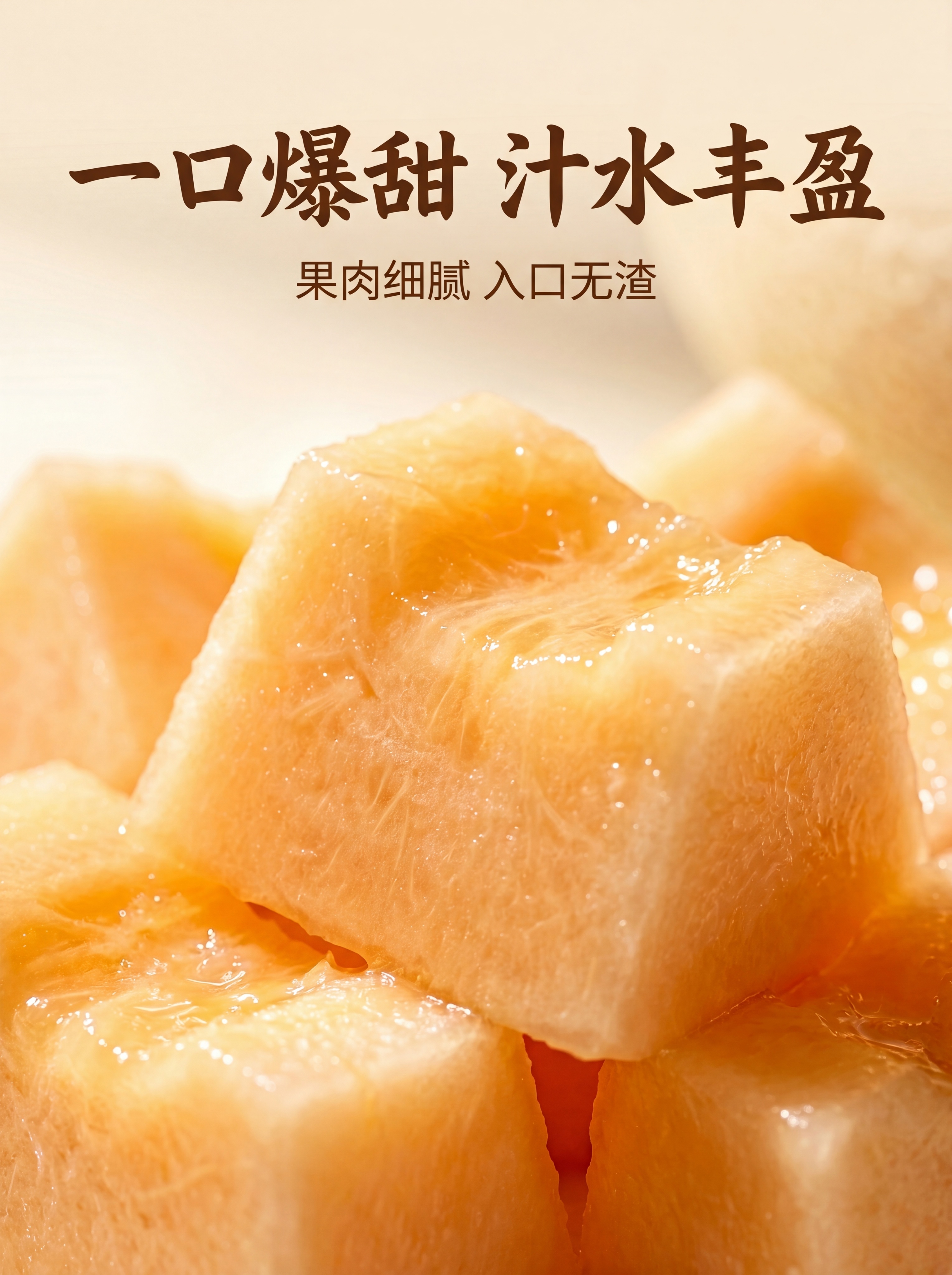 [第3屏] 哈密瓜果肉质地特写。本屏使用【图3】作为主体展示。… - 图片创意预览