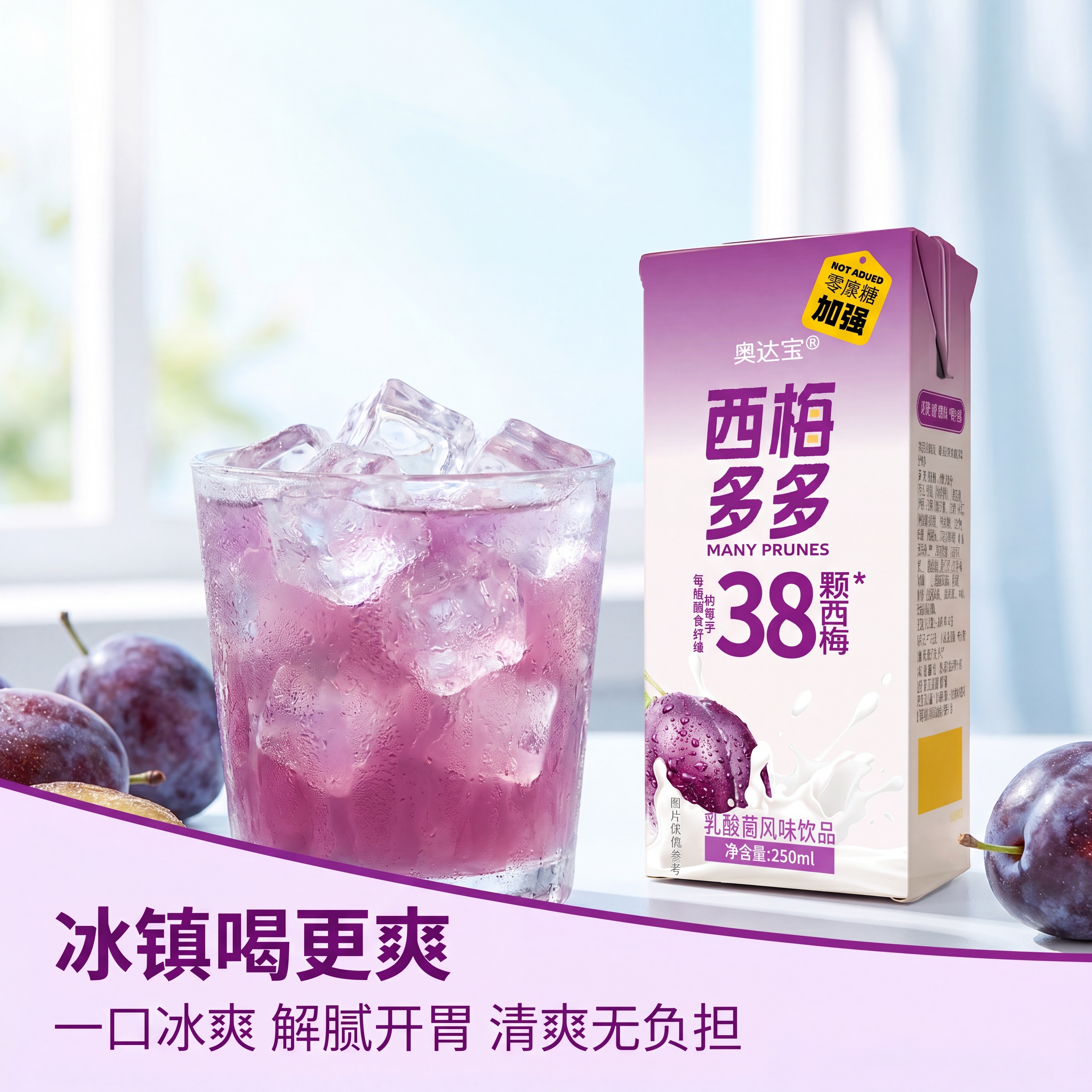 [主图-4] 西梅多多冰镇饮用场景体验图；[氛围风格] 清凉冰… - 图片创意预览