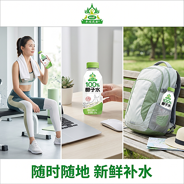 「图片1」，生成电商主图（6张），商品名称是椰子水，卖点是参考同行的，坐垫可拆洗，背景适合产品，适配抖音平台，主图比例为1:1
