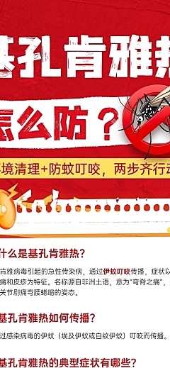 基孔肯雅热蚊虫叮咬疾控预防防疫知识长图海报