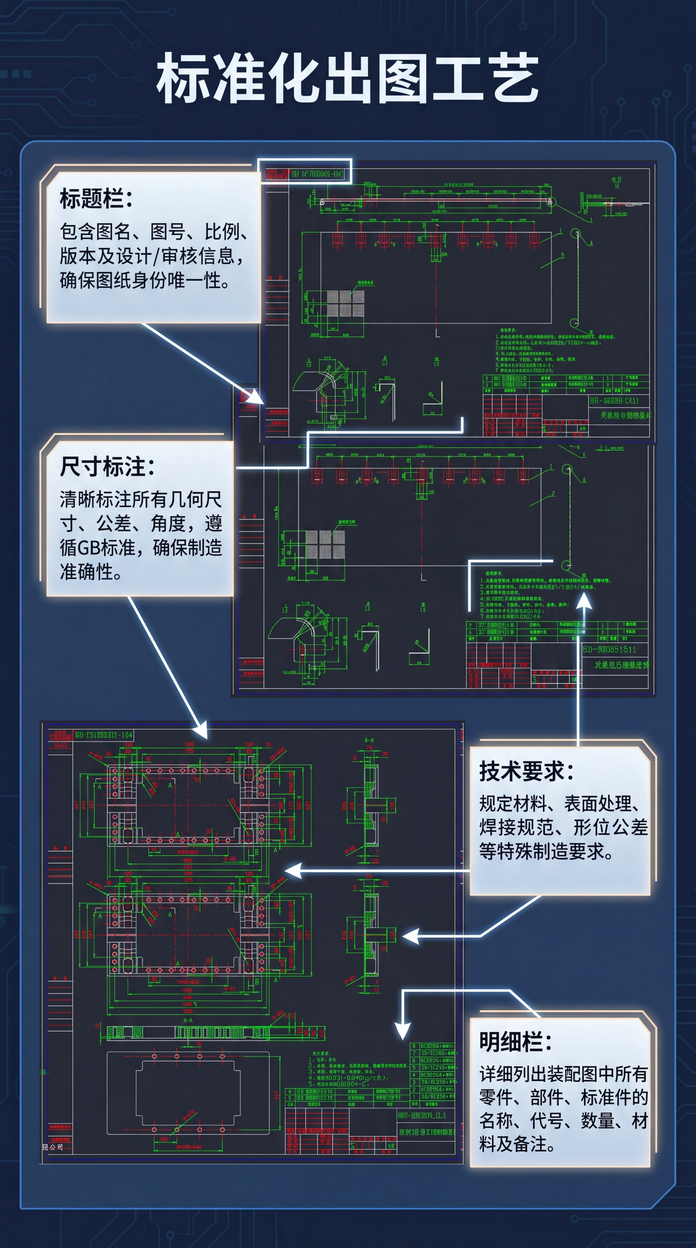 [第4屏] 核心工艺展示-标准化出图流程解析，本屏使用【图1】… - 图片创意预览