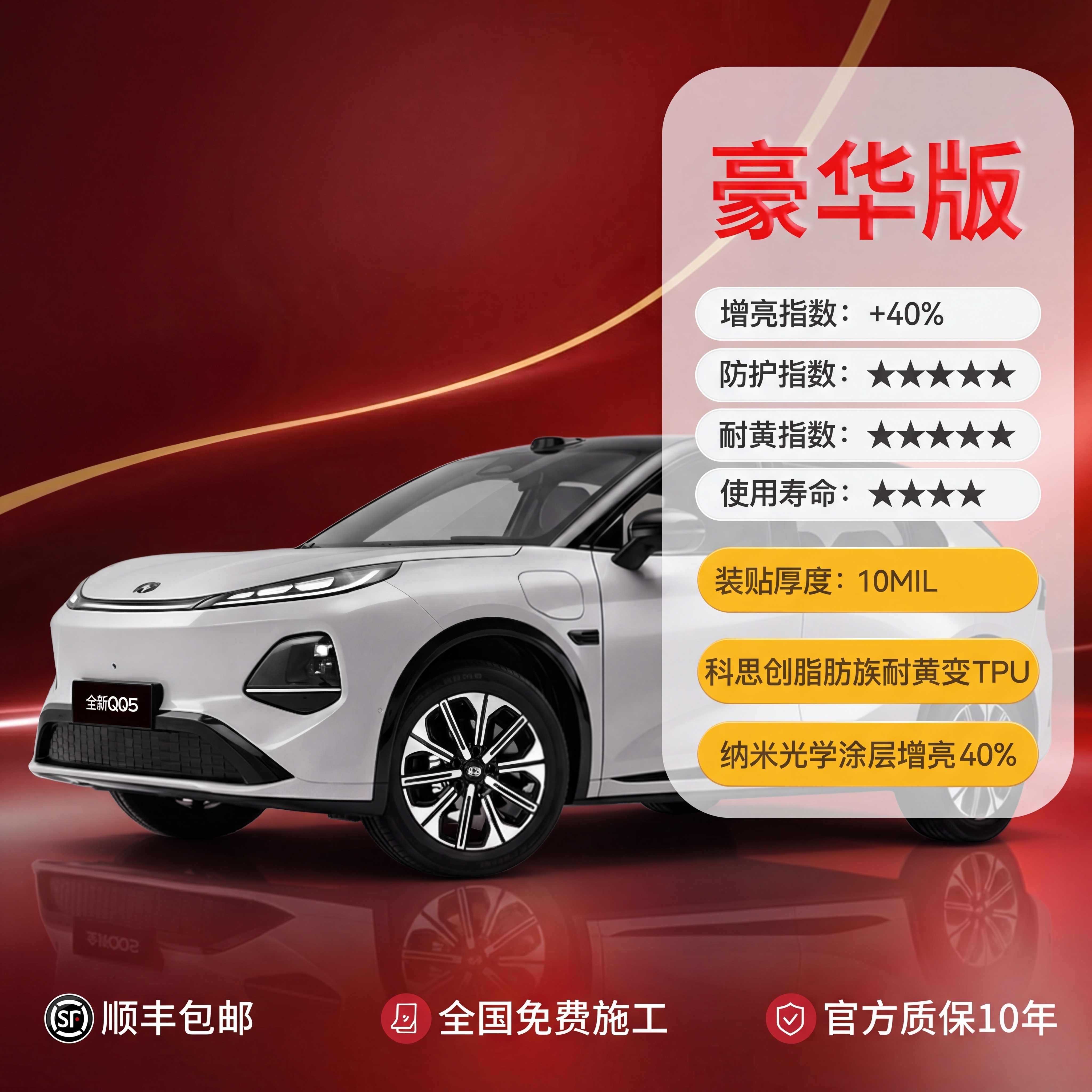 基于原图片修改，替换车型为第八张图片的白色全新QQ05车型，删… - 图片创意预览