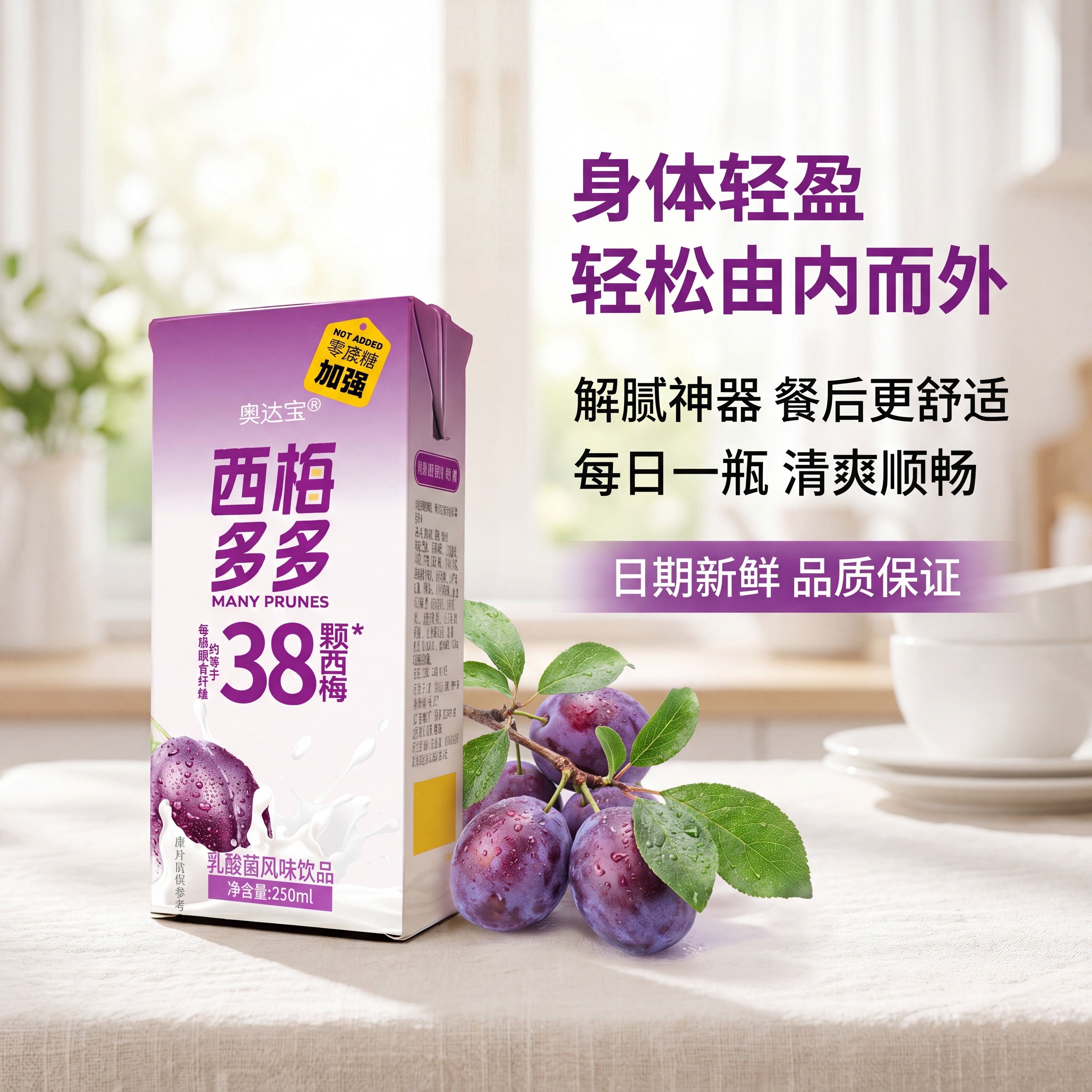 [主图-5] 西梅多多功效总结与承诺图；[氛围风格] 干净清新… - 图片创意预览