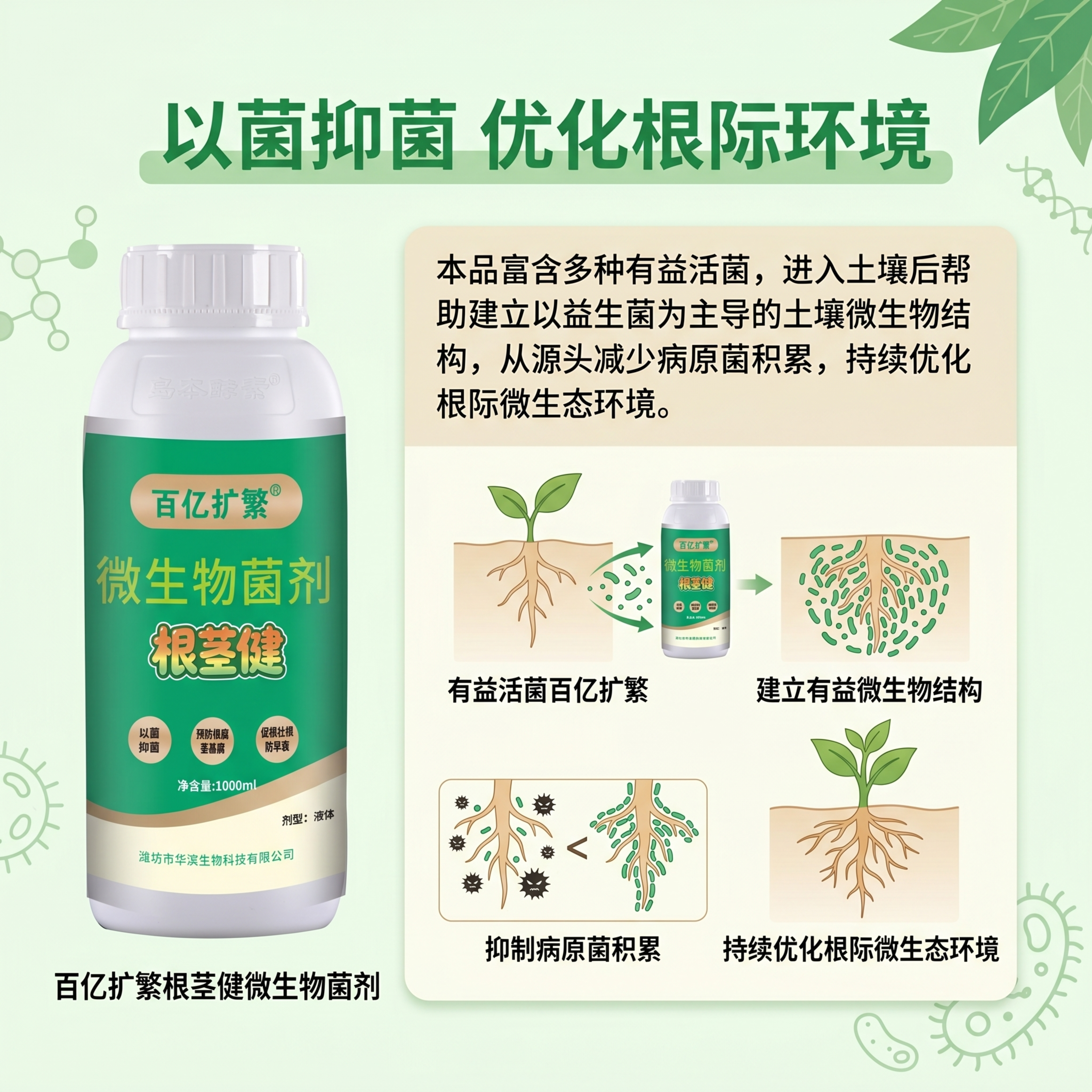 [第5屏] 以菌抑菌功效深度解析页，百亿扩繁根茎健微生物菌剂。… - 图片创意预览