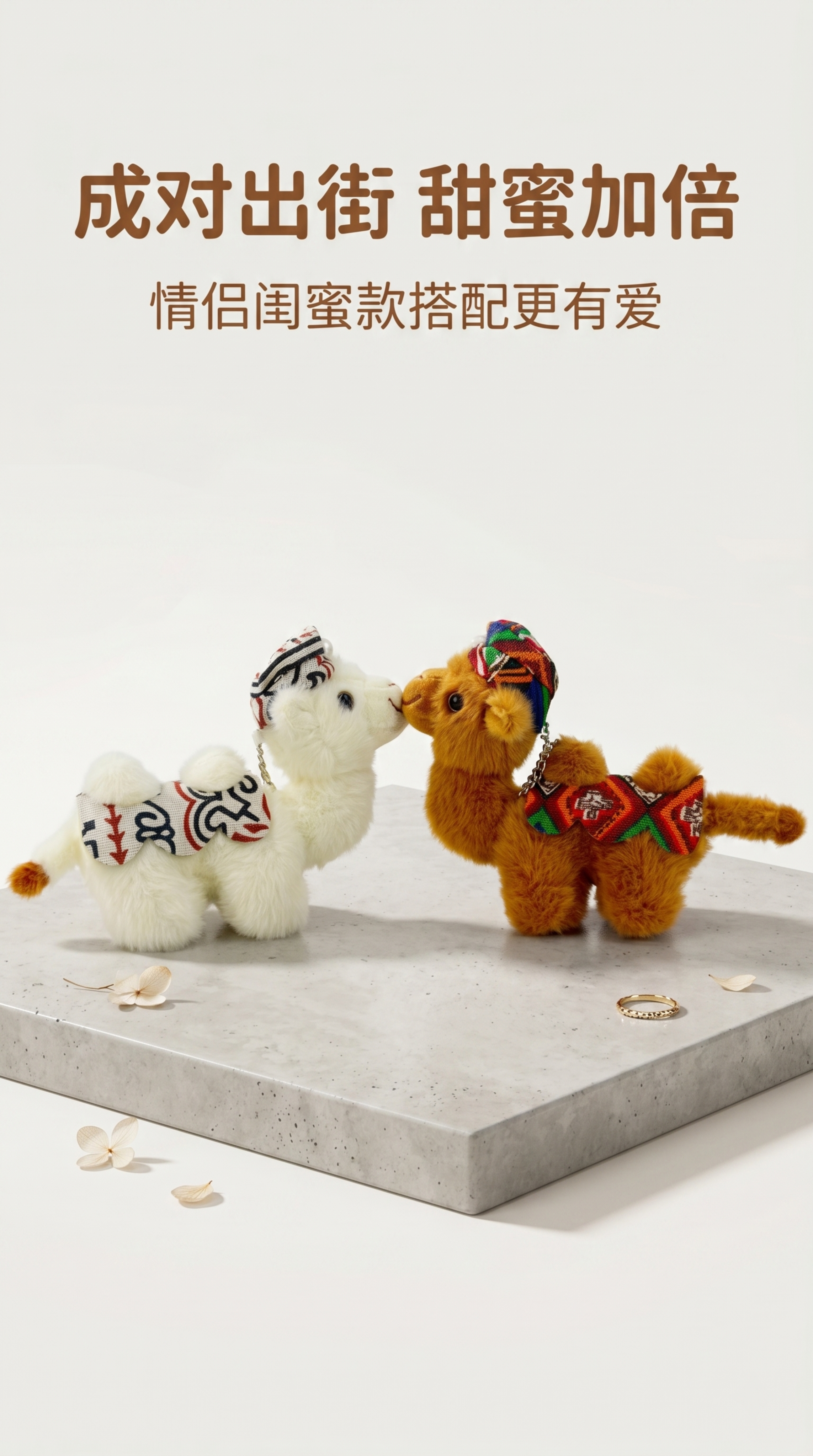 [第6屏] 组合CP展示，展示奶白色和焦糖棕两款情侣对摆效果。… - 图片创意预览