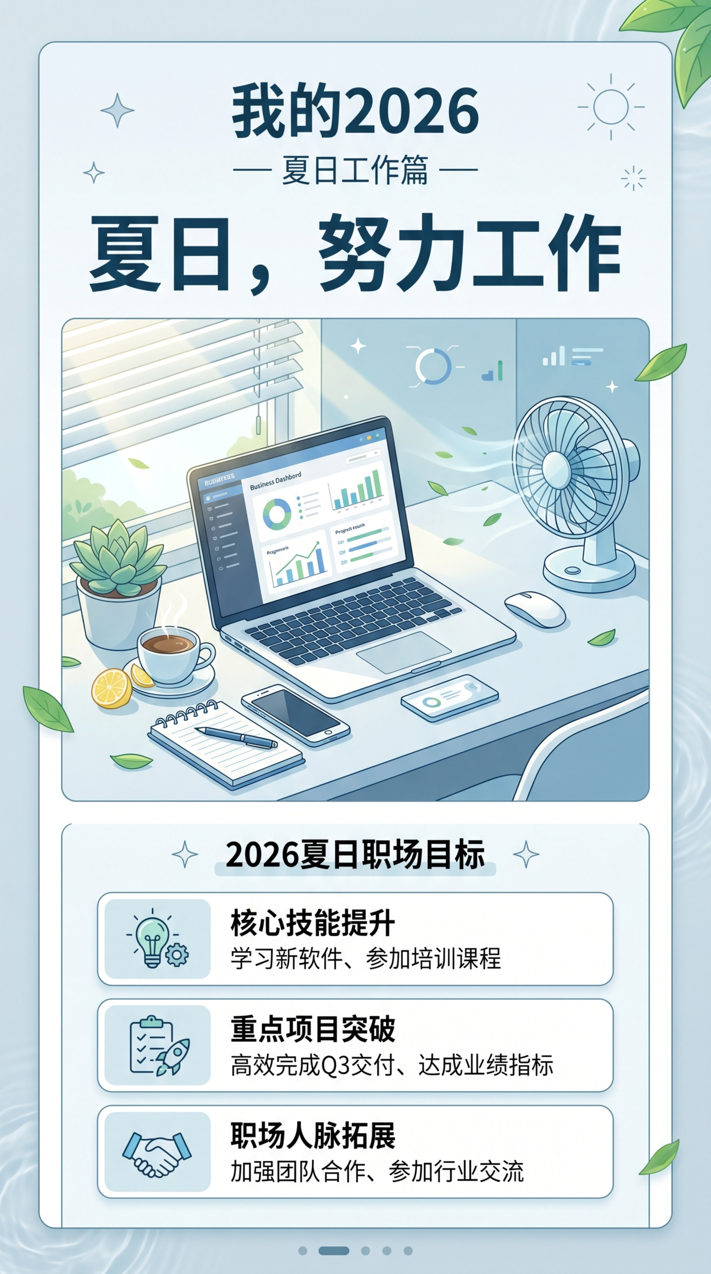 H5内容页，主题为"我的2026"-夏日工作，设计风格清爽商务… - 图片创意预览