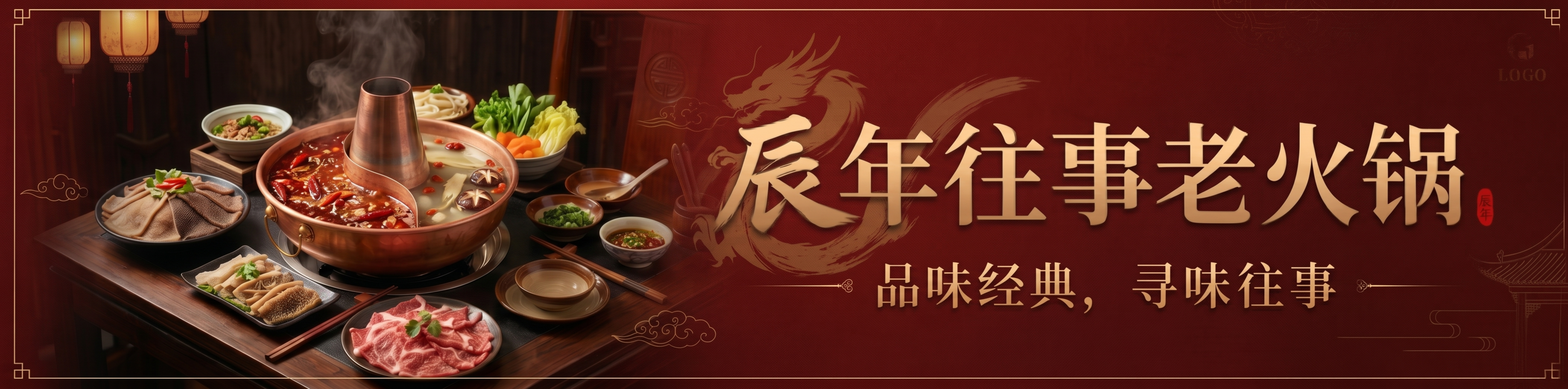 基于原图，将锅底修改为鸳鸯锅（一半红油辣锅、一半清汤），背景底… - 图片创意预览