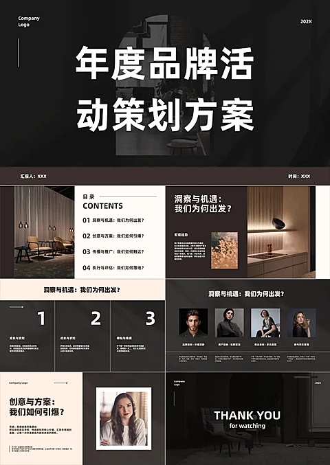 棕咖色多图高级杂志风商务汇报PPT演示文稿