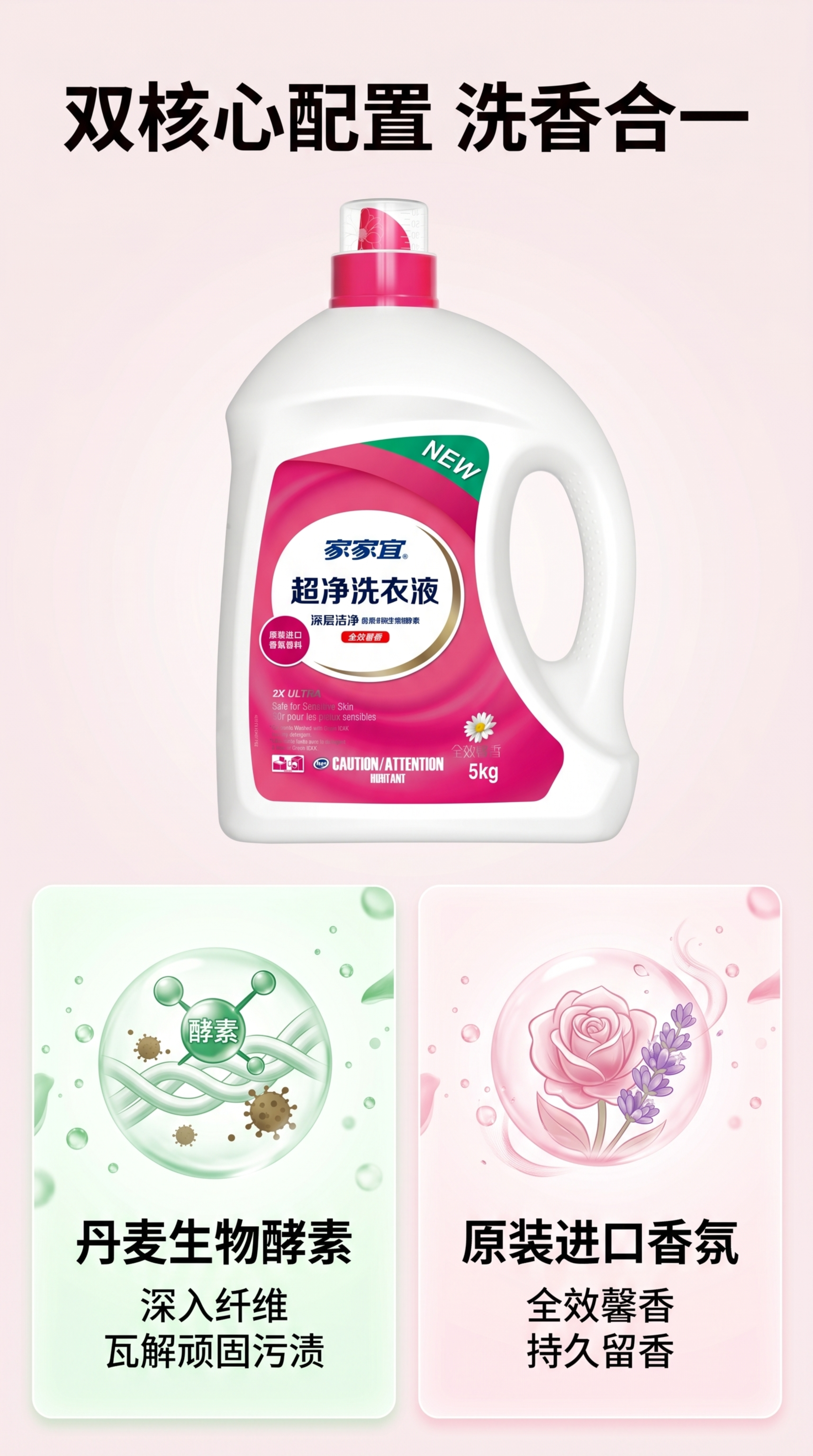 [第3屏] 核心卖点解析屏-生物酵素+进口香氛双核心卖点展示。… - 图片创意预览