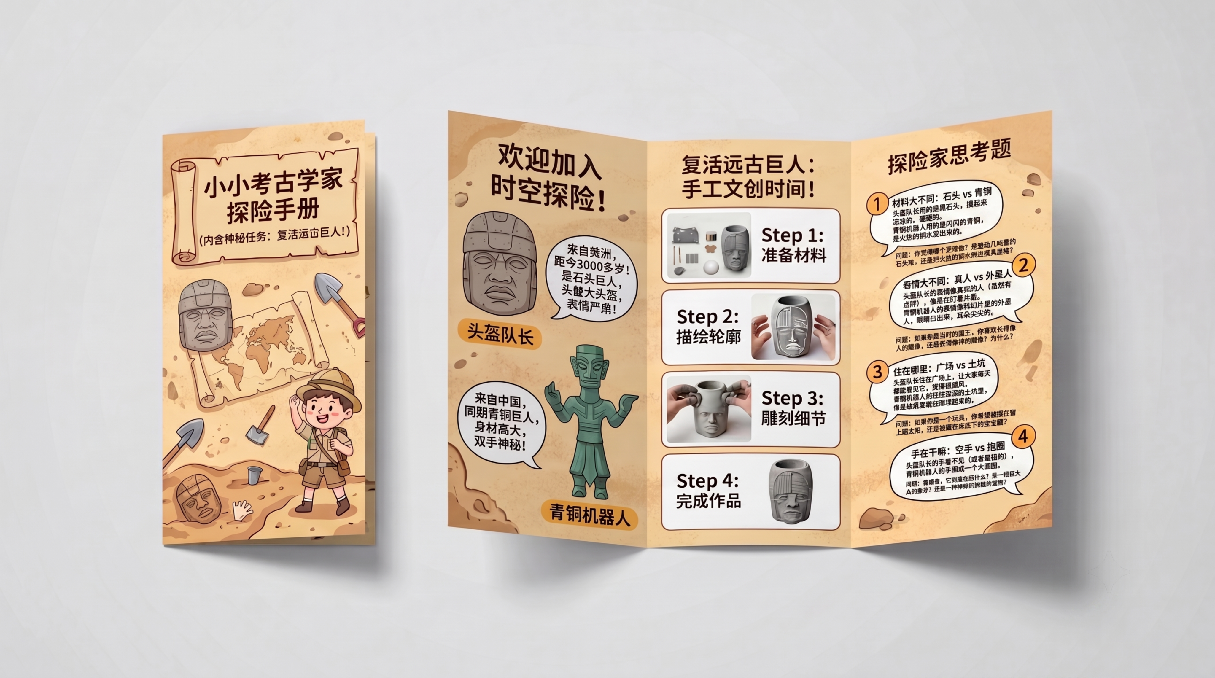 修改图片右侧折页的探险家思考题内容，替换为：🤔 探险家的思考题… - 图片创意预览