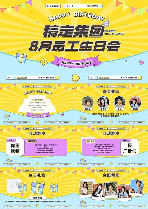 企业员工生日会活动策划宣传PPT套装