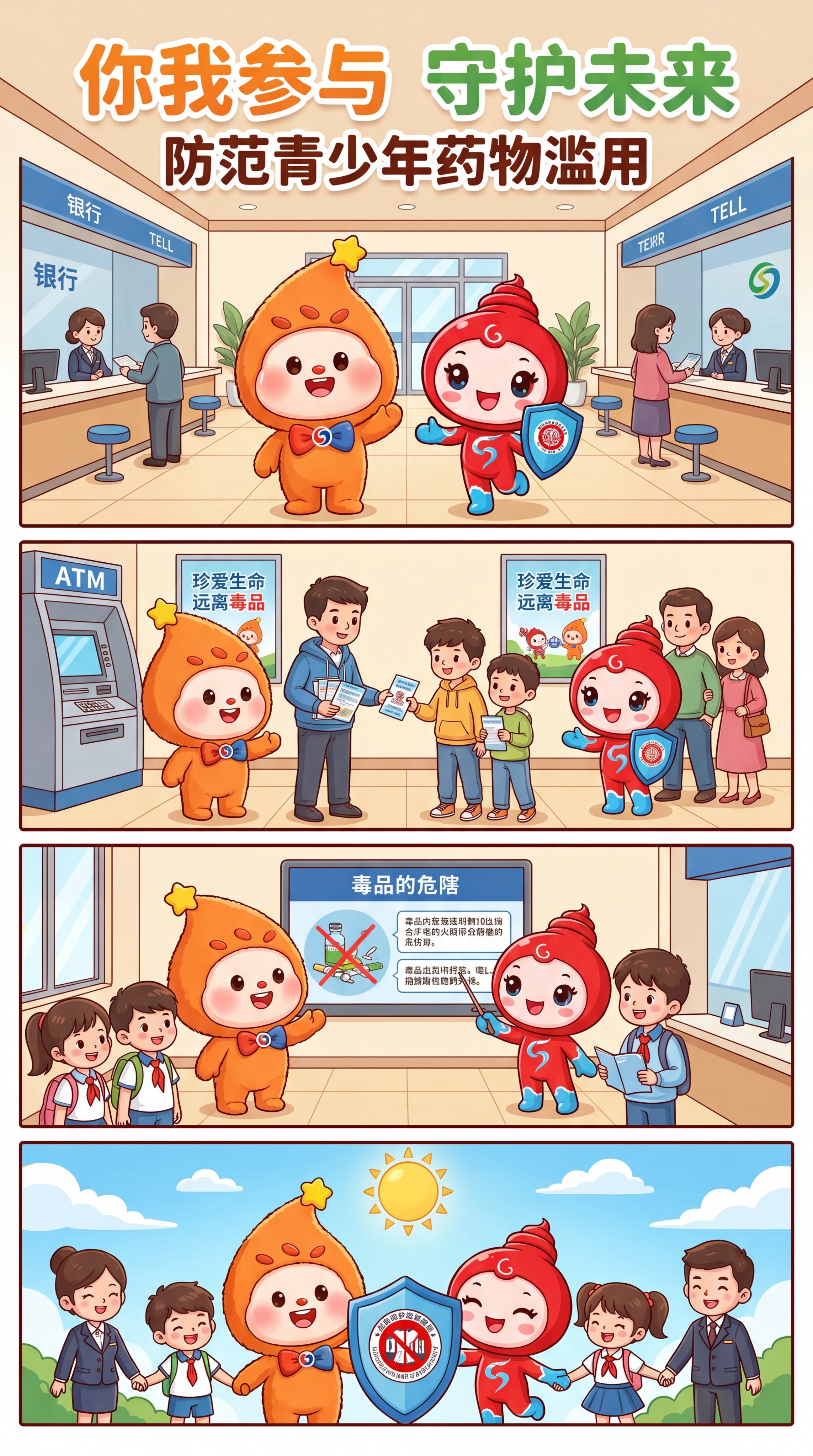 创作全民禁毒宣传月主题条漫，标题文字为“你我参与 守护未来 防… - 图片创意预览