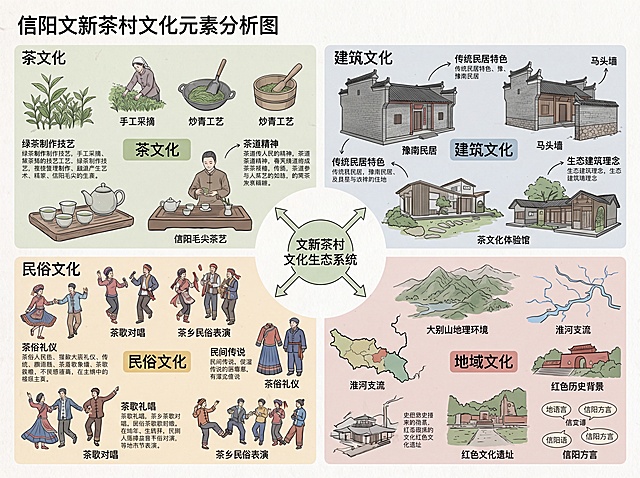信阳茶村文化元素分析图