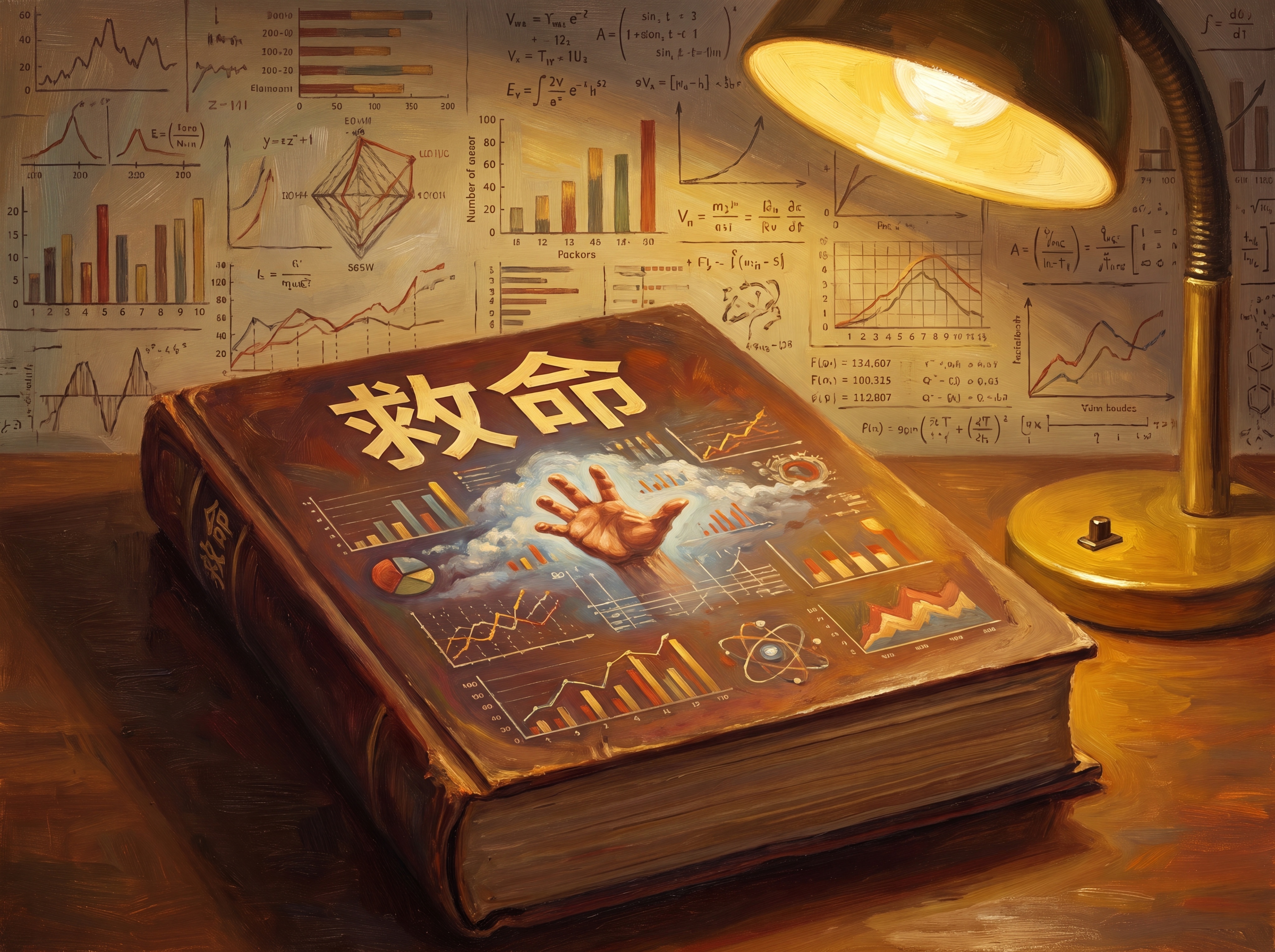 《救命》书封特写，背景为数据图表，营造权威学术感，采用暖黄学术… - 图片创意预览