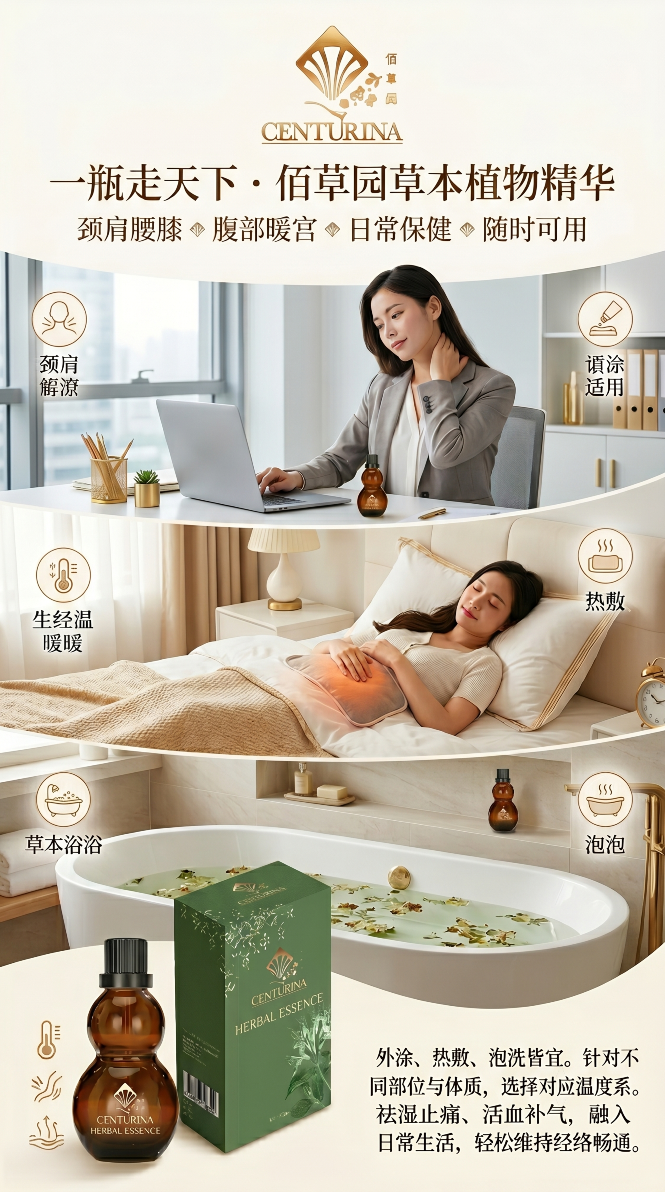 多场景多用途生活方式风，实用全能维度。主标题："一瓶走天下 ·… - 图片创意预览