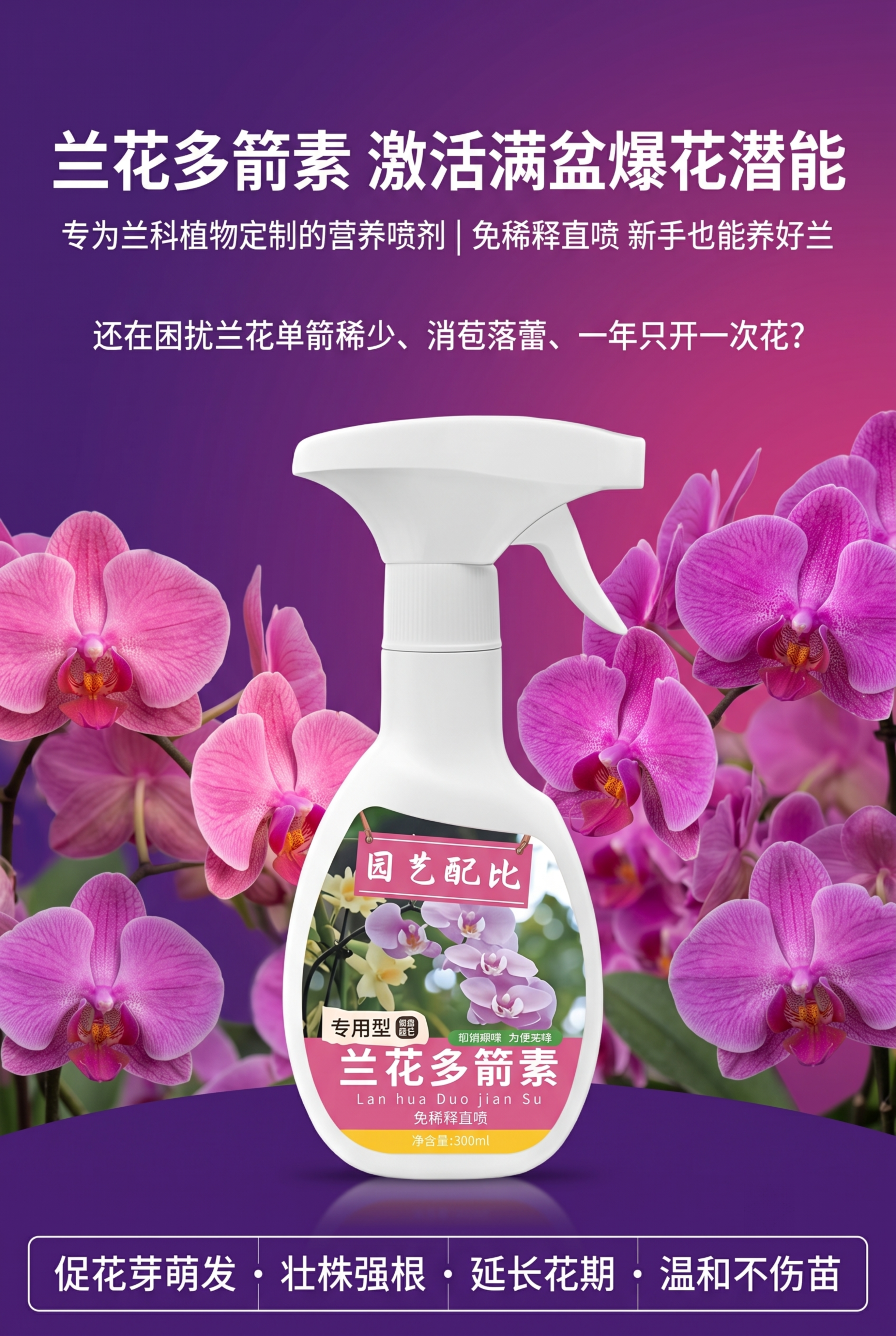 [第1屏] 详情首屏-兰花多箭素营养喷剂主视觉宣传海报，本屏使… - 图片创意预览