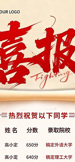 高考录取分数喜报捷报宣传现代风长图海报