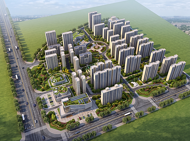 优化这张居住区鸟瞰效果图，去除AI感，提升照片真实感，调整细节使其更自然真实，修正AI渲染的不自然纹理和颜色，保持建筑布局和景观结构不变