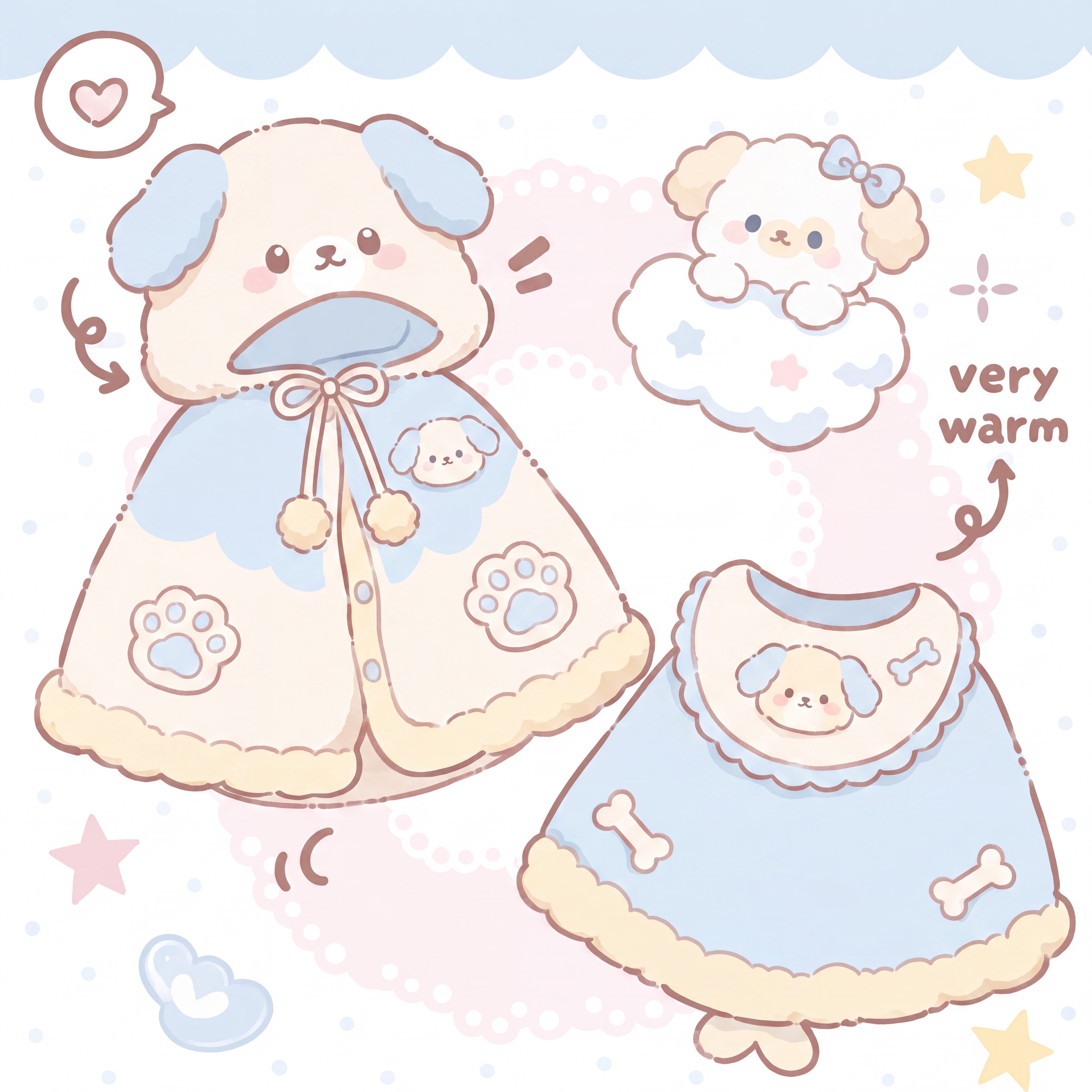 基于图片1设计婴幼儿斗篷围兜套装，参考图片2的风格和构图，相似… - 图片创意预览