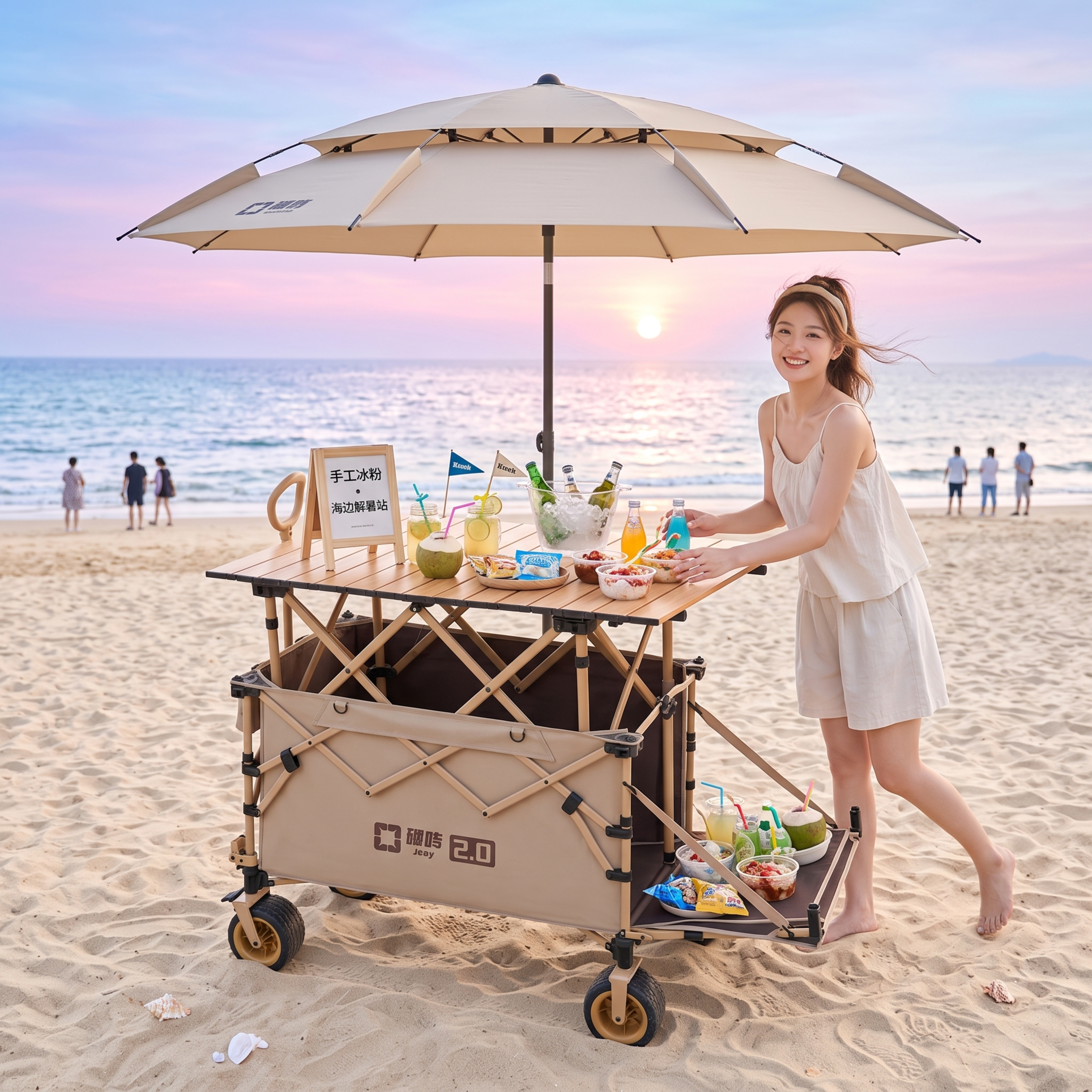 ins高级清新质感，8K超高清，广角构图，夏日傍晚海边沙滩场景… - 图片创意预览