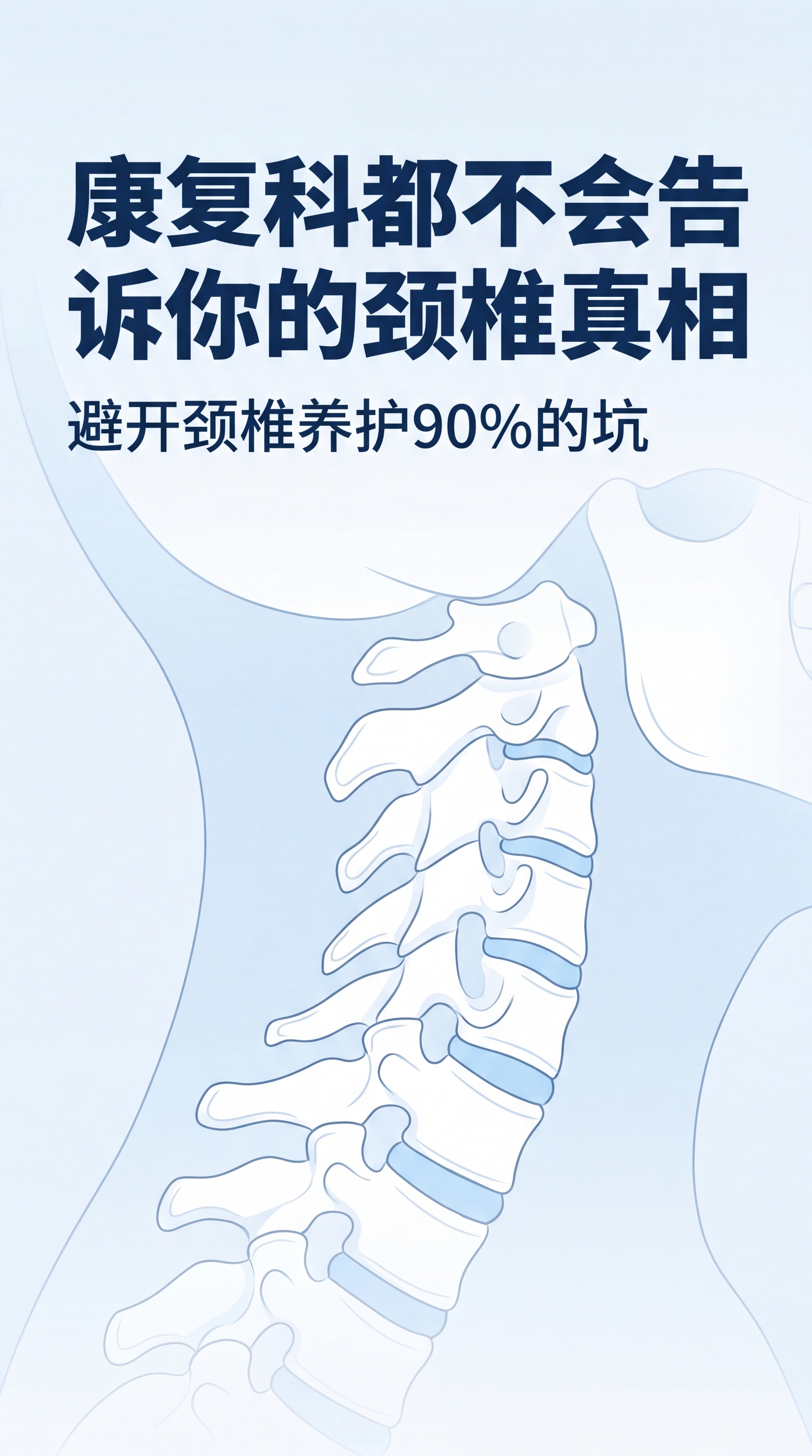 健康科普配图，标题是“康复科都不会告诉你的颈椎真相”，副标题是… - 图片创意预览