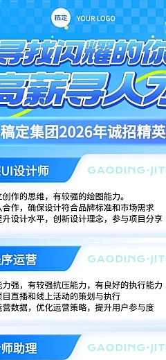 3d卡通高薪寻人才企业招聘长图海报