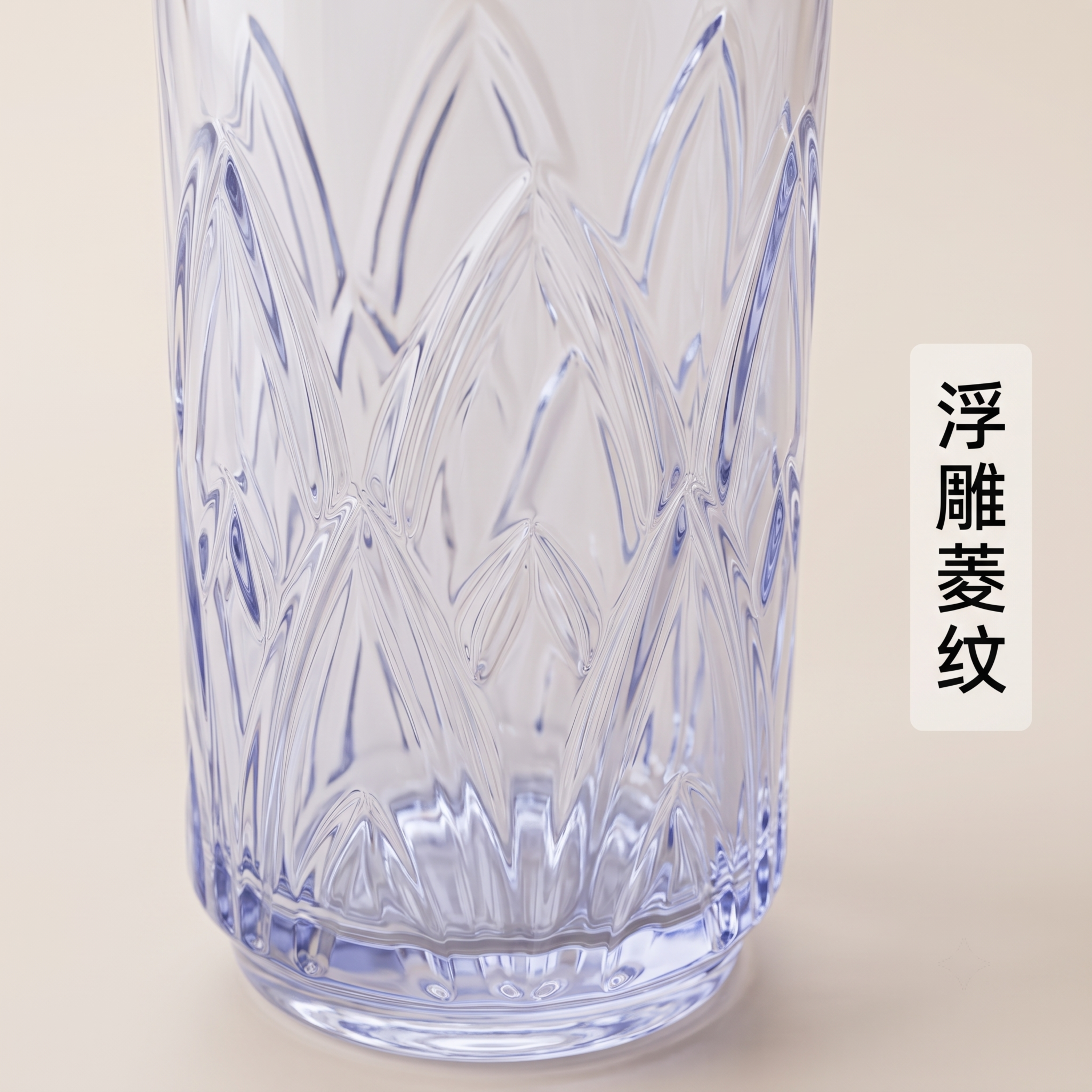 [主图-3] 中艺玻璃杯浮雕菱纹工艺细节放大展示。保持玻璃杯外… - 图片创意预览