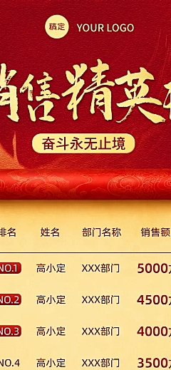 金融基金行业销售精英榜业绩排行榜红金风卷轴长图海报