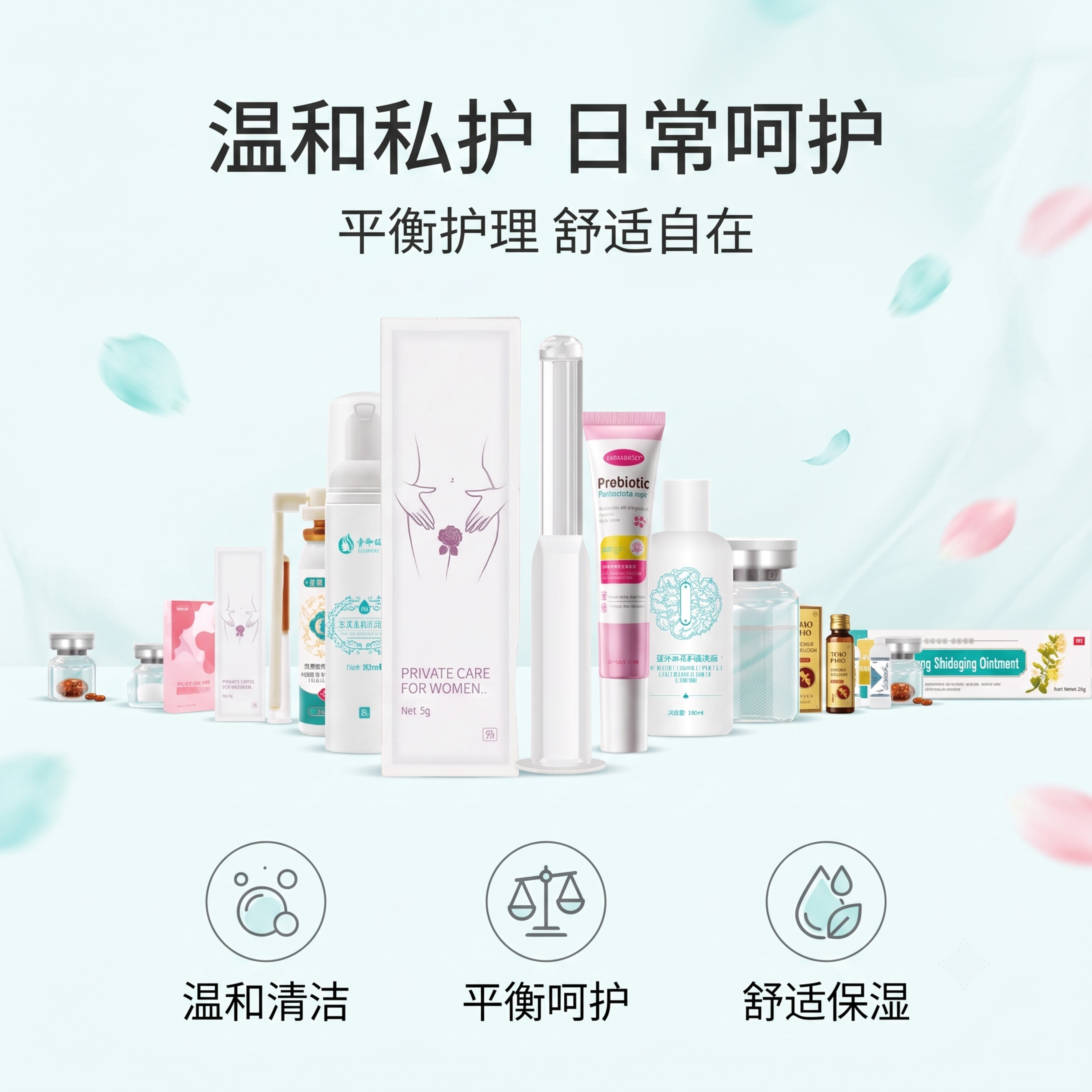 [第1屏] 私护护理产品详情页头图，产品海报型设计。本屏使用【… - 图片创意预览