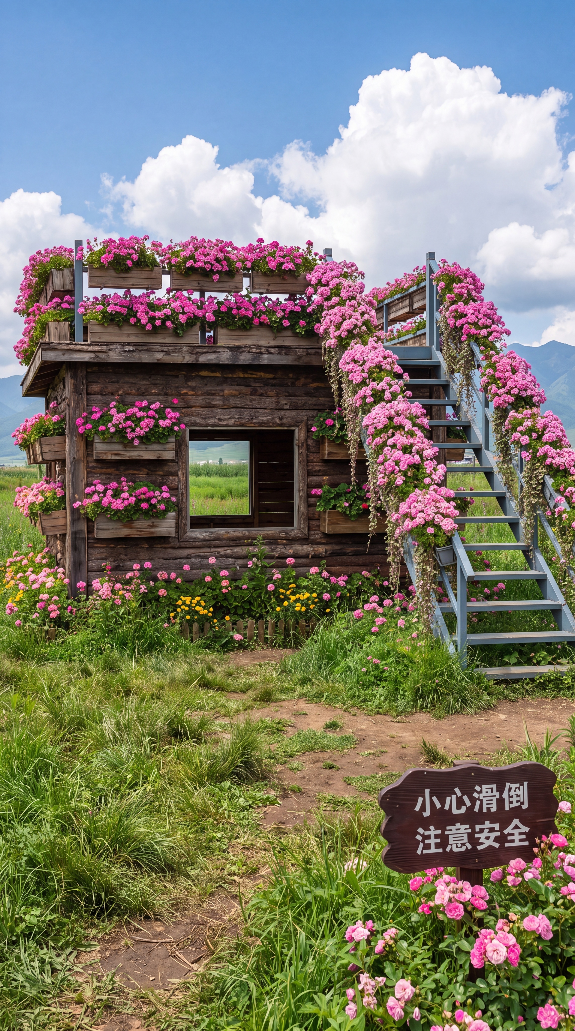 画面前景是大片自然生长的翠绿草地，草叶繁茂蓬松，带着原生野趣，… - 图片创意预览