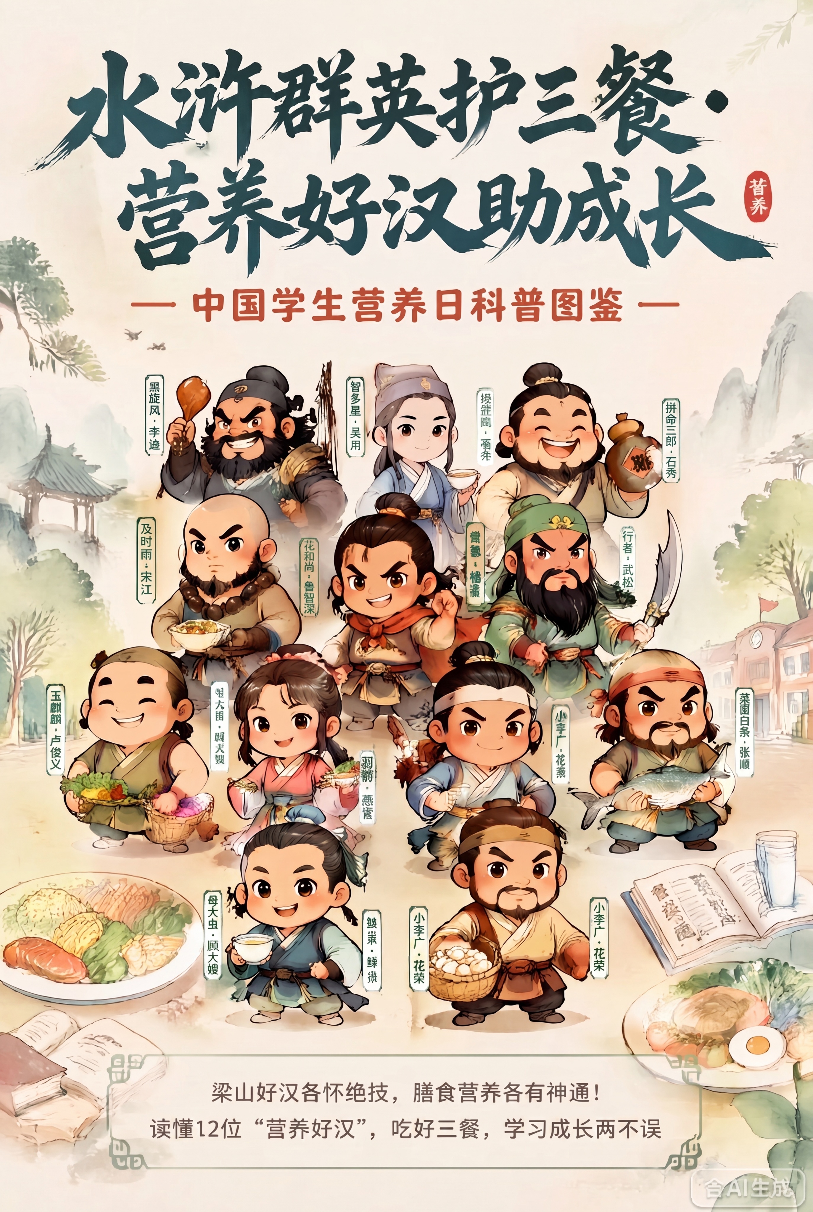 请重新修改这张海报，将12位人物旁边竖排标签上的所有绰号和名字… - 图片创意预览