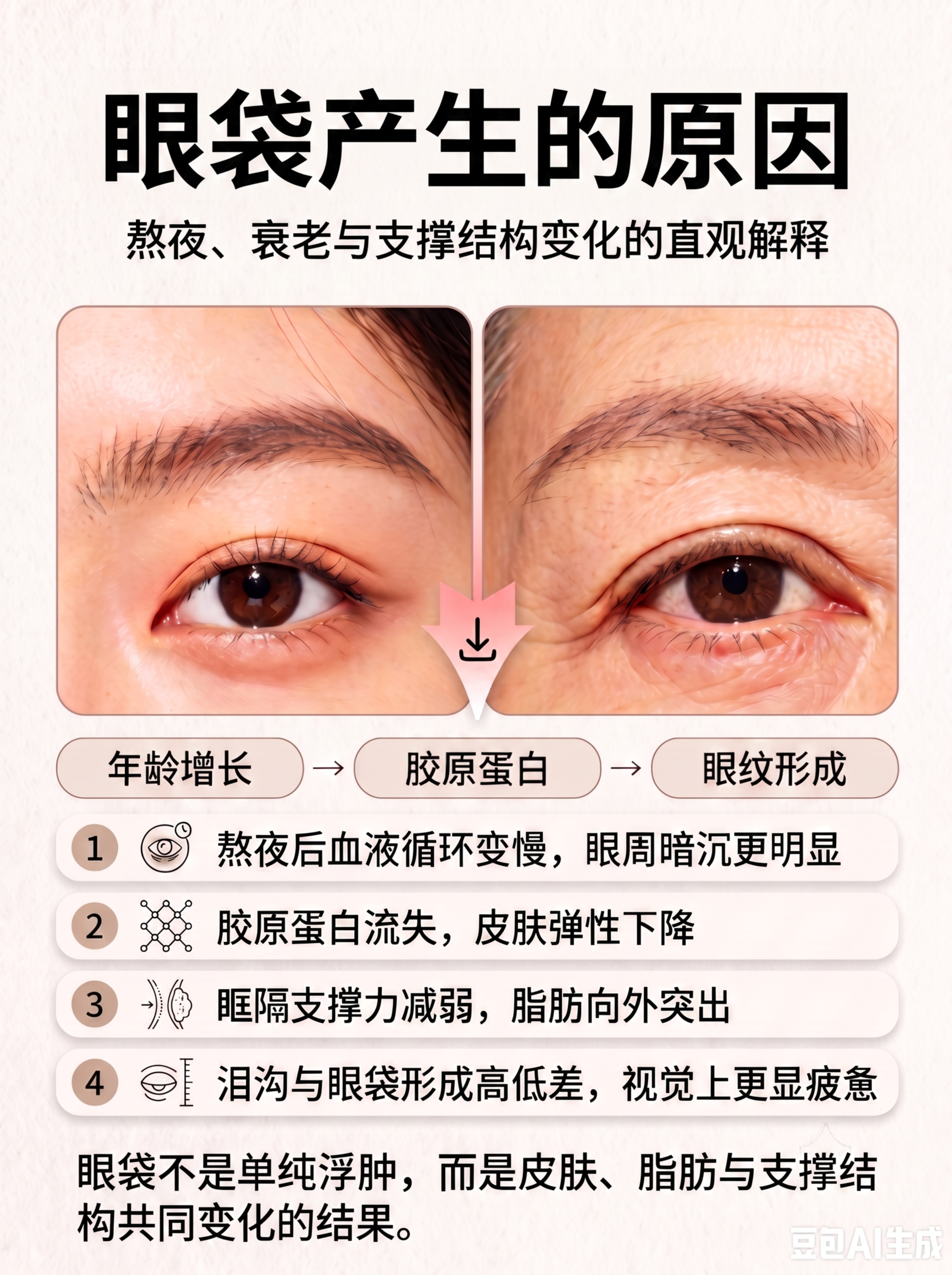更换标题“眼袋产生的原因”花字效果，换成简约干净加粗黑色字体，… - 图片创意预览